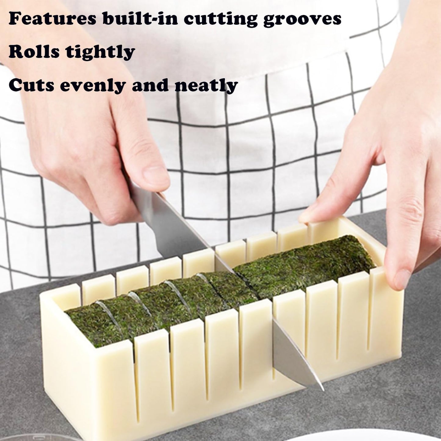 Sushi Maker Mold Kit, Easy DIY Onigiri Rice Ball Press, Plastic Shaper Tool for Home Kitchen Beginners (Square Shape)