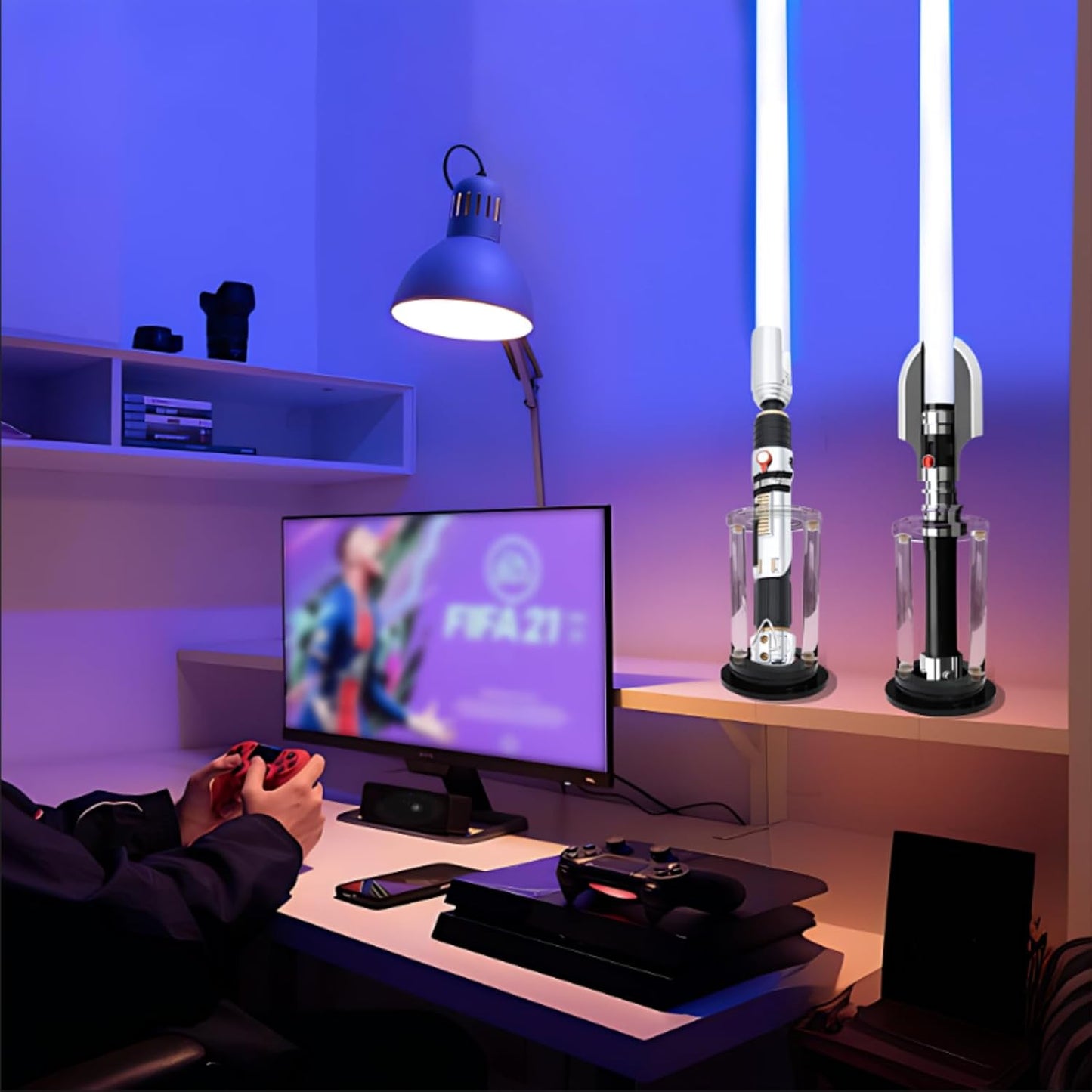 Lightsaber hilt stand, desktop display acrylic lightsaber stand,Suitable for lightsabers with a diameter of less than 2 inches