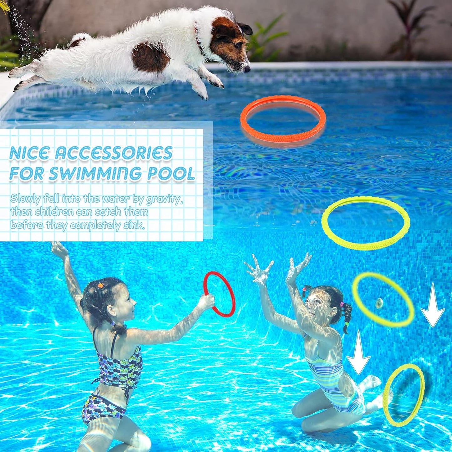 30 Pcs Diving Rings Rainbow Pool Bulk for Kids Swimming Toy Easy to Find & Grab Suitable Adults, 6 Colors