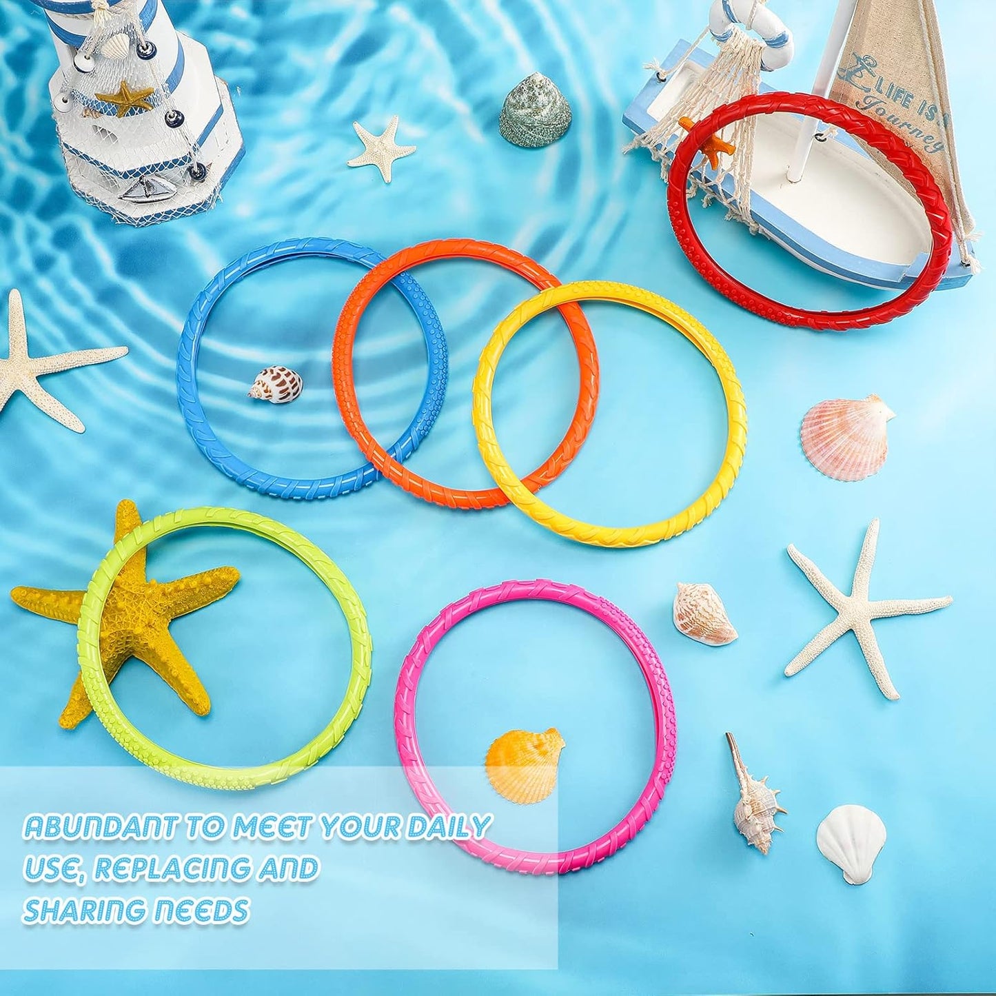 30 Pcs Diving Rings Rainbow Pool Bulk for Kids Swimming Toy Easy to Find & Grab Suitable Adults, 6 Colors
