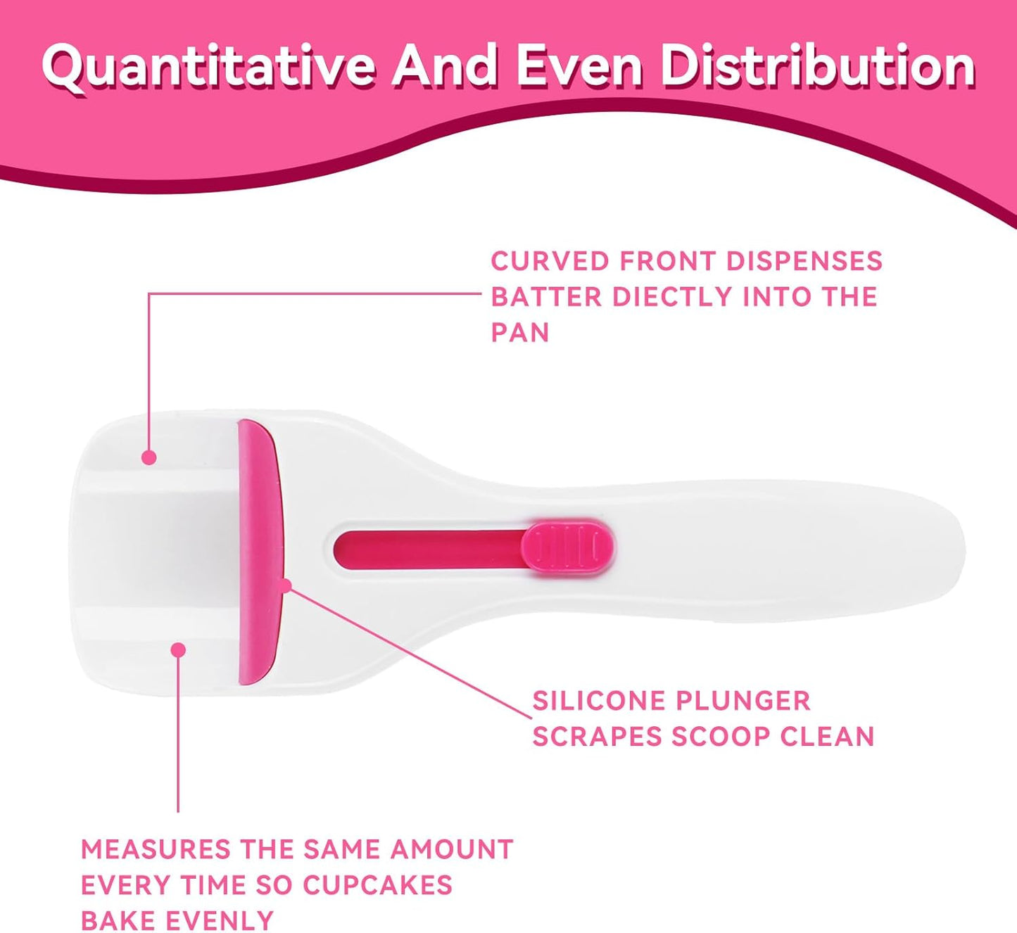 Cupcake Batter Scoop, Scoop Dispenser Sliding Button Baking Cake Dispensing Spoon for Baking, Pastry & Decorating