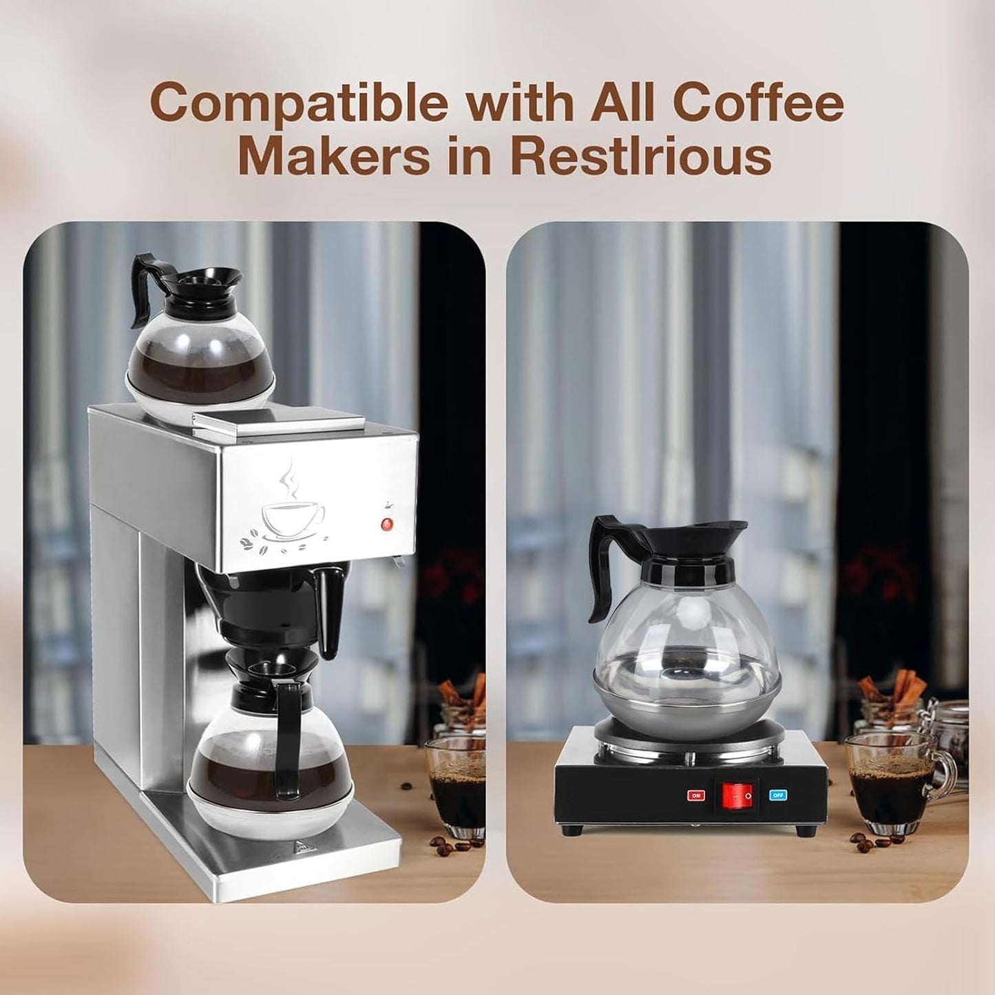 Coffee Decanter Pot, 1.2QT Universal Pot Commercial Maker Replacement with Black Handle for Machine Stove Reusable