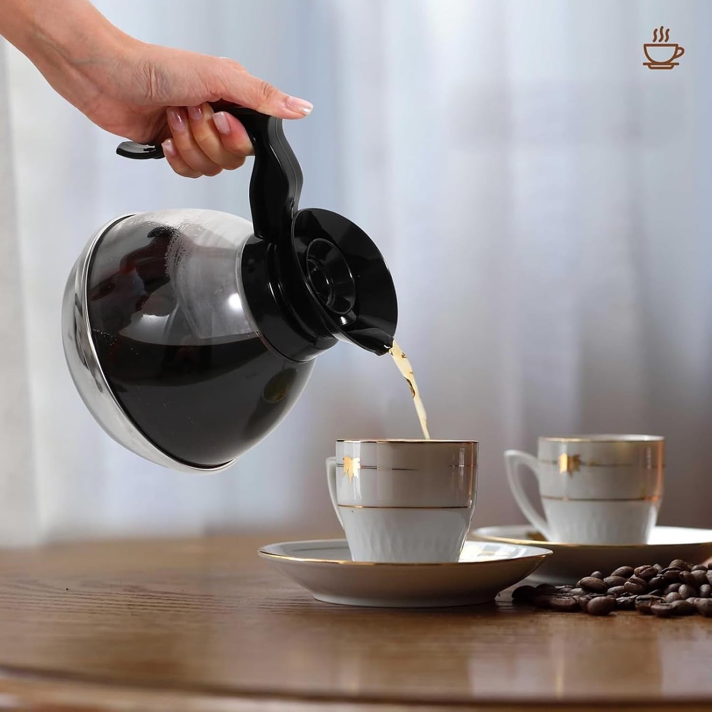 Coffee Decanter Pot, 1.2QT Universal Pot Commercial Maker Replacement with Black Handle for Machine Stove Reusable
