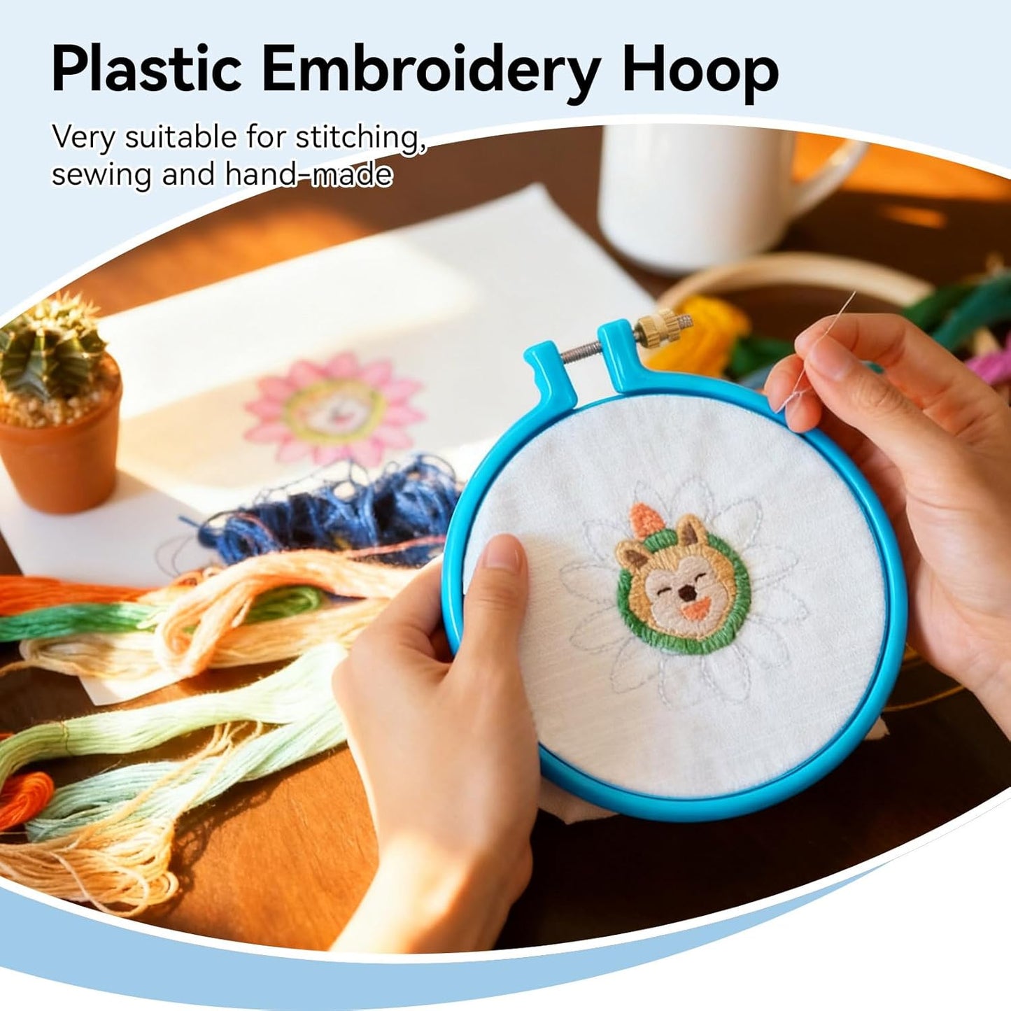 Embroidery Hoop Plastic, 5in Plastic Circle Cross Stitch Ring Supplies for Art Craft Sewing, Random Color