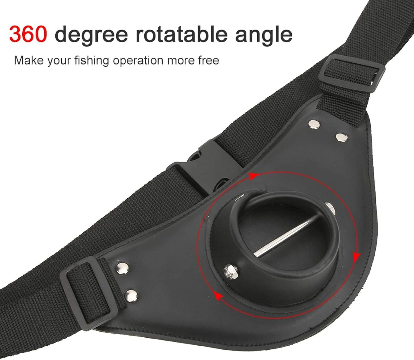 Fishing Belt Rod Holder, Stand up Fish Fighting Holder Adjustable 360 Degree for Accessories