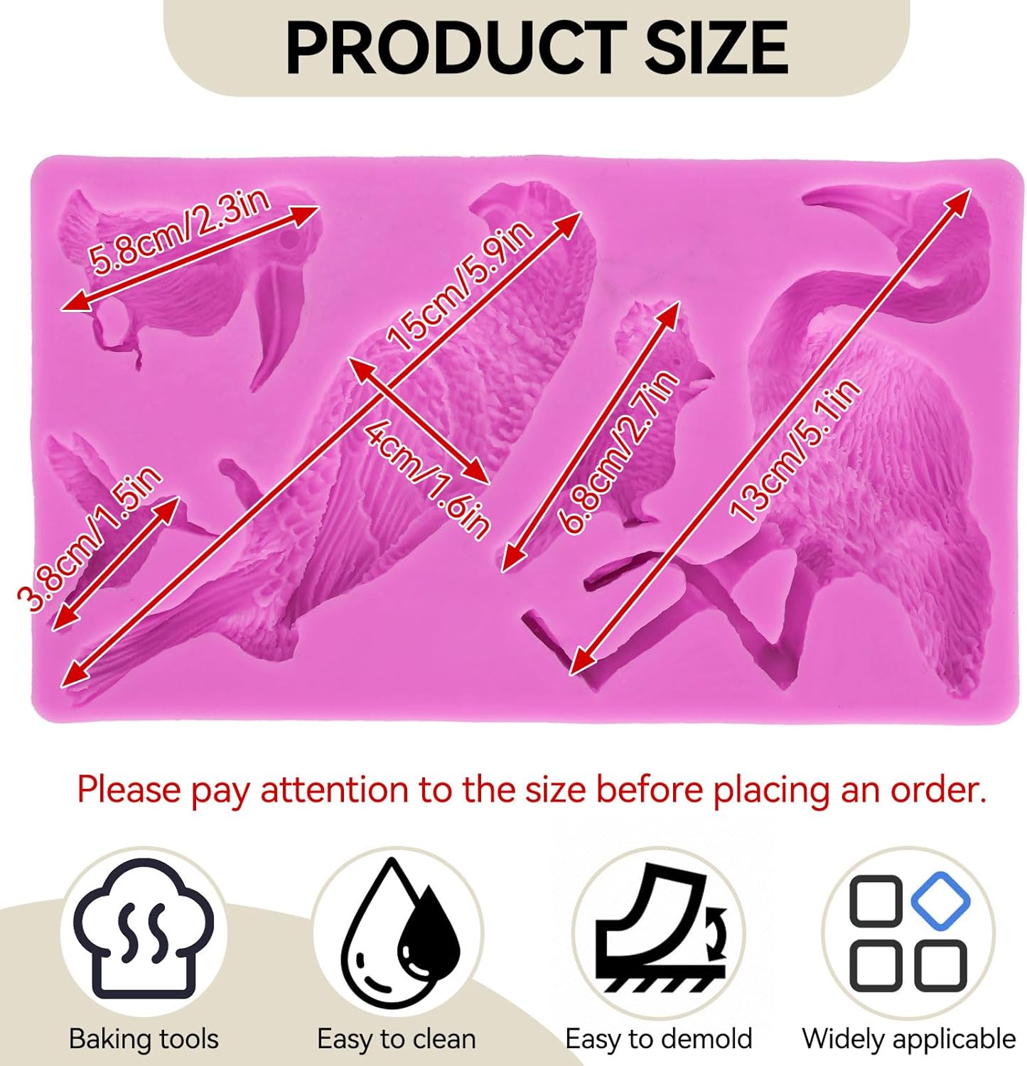 Fondant Molds, Silicone Flamingo Birds Mold 3D Bird Mould for Cupcake Cake Chocolate Decoration