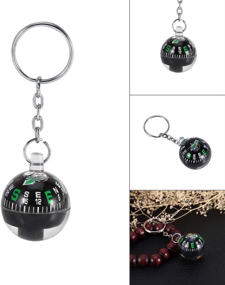 Ball Compass Keychain, 28mm Liquid Filled Portable Hiking Key Rings Mini Survival Navigation Equipment for Camping Travel