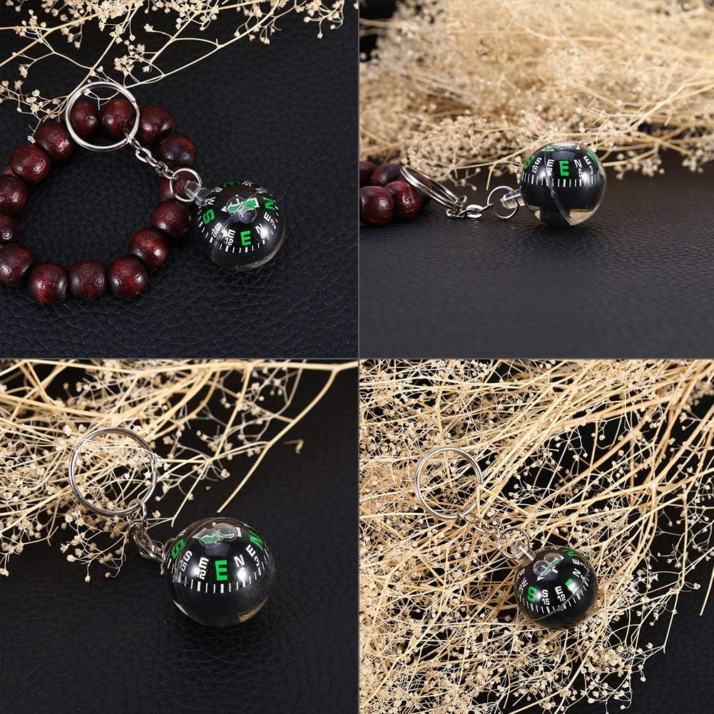 Ball Compass Keychain, 28mm Liquid Filled Portable Hiking Key Rings Mini Survival Navigation Equipment for Camping Travel