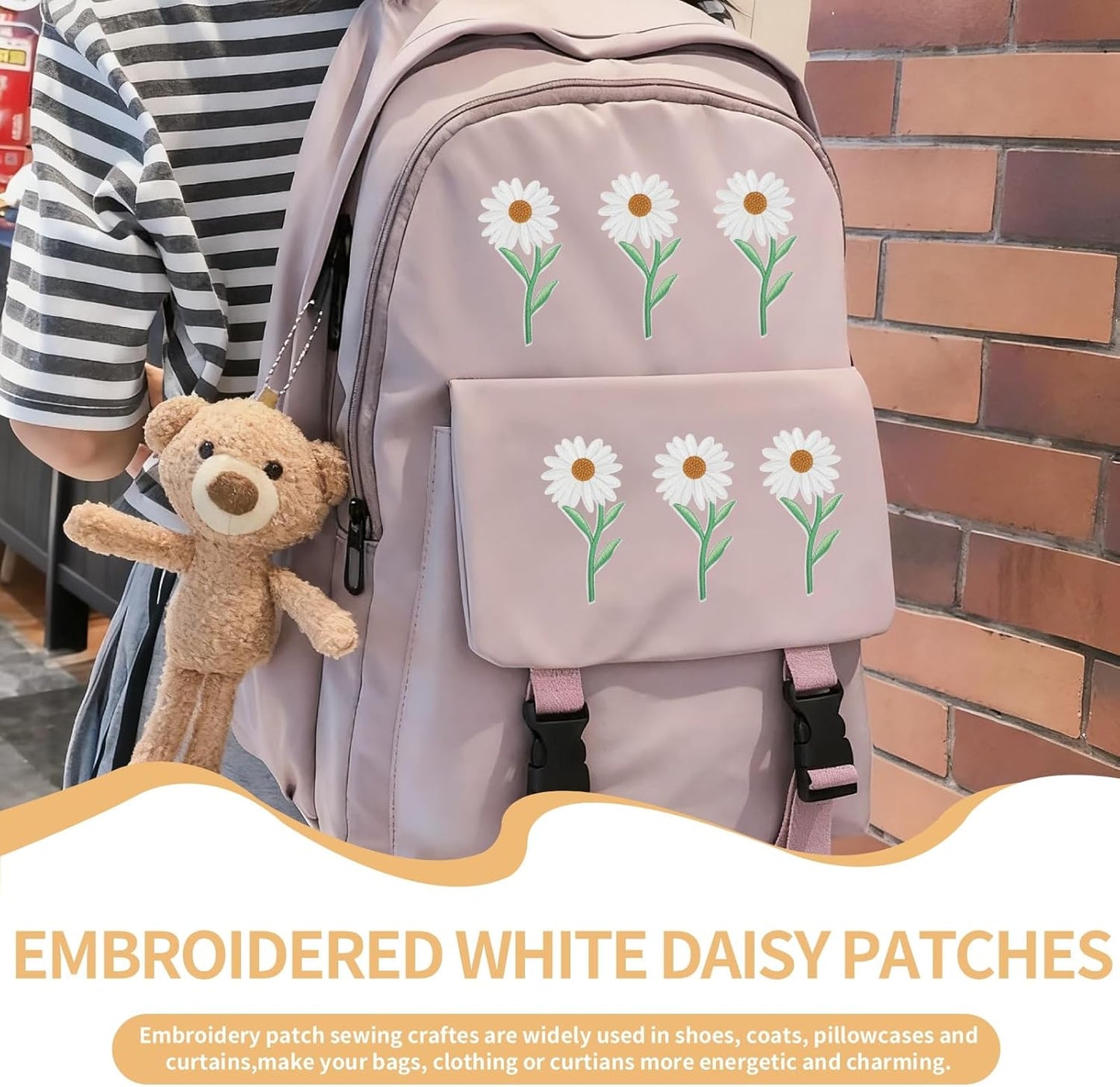 10PCS Flower Patches, Daisy Iron on Patches Embroidered Applique Sewing Patch DIY Decoration for Bags, Jackets, Jeans, Clothes