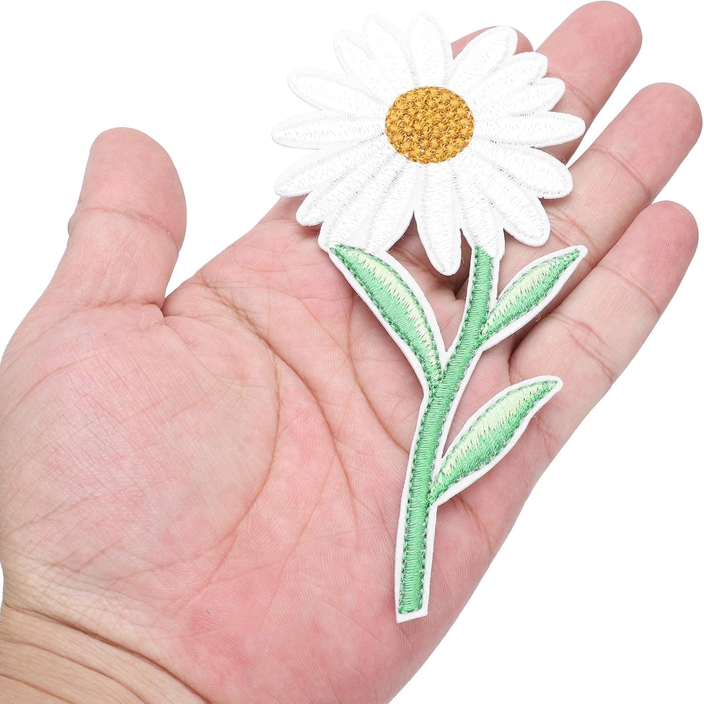 10PCS Flower Patches, Daisy Iron on Patches Embroidered Applique Sewing Patch DIY Decoration for Bags, Jackets, Jeans, Clothes