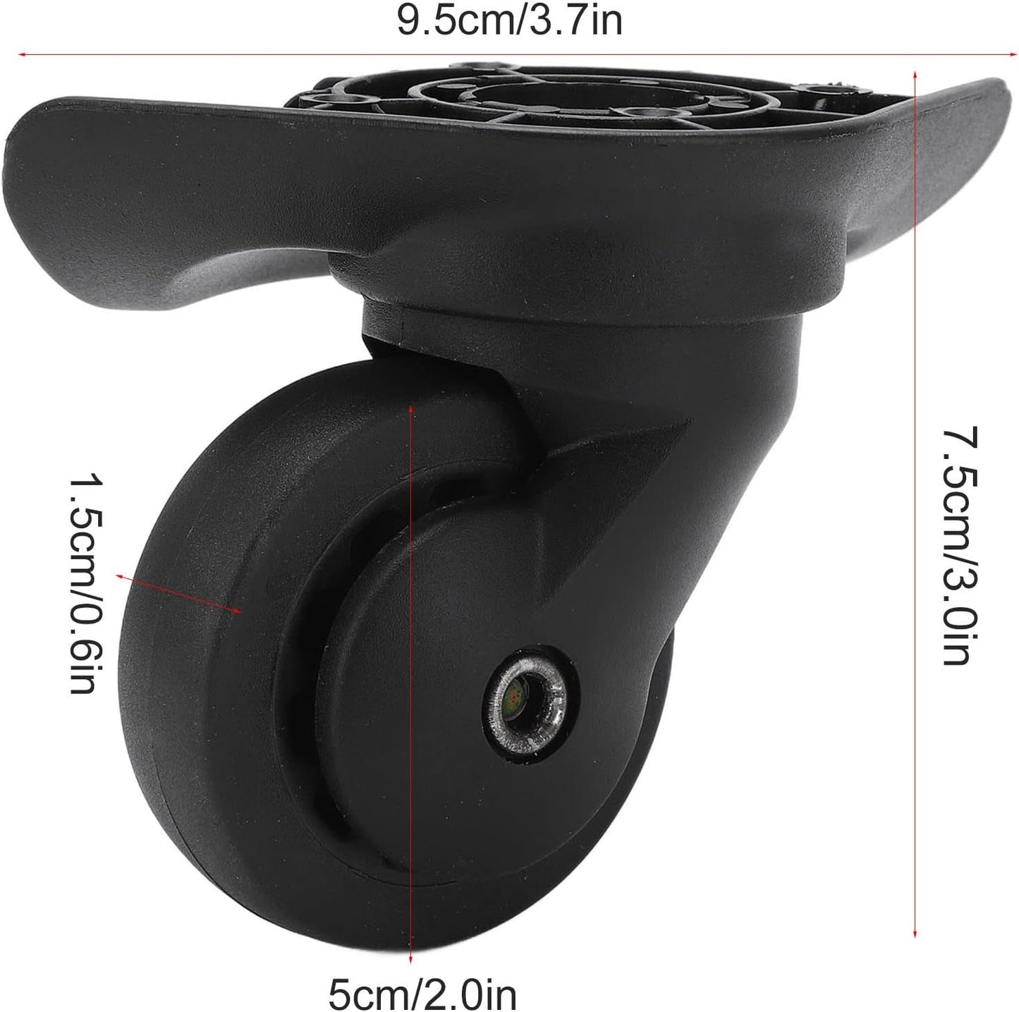 1 Pair Luggage Suitcase Wheels, Universal Replacement Wheels for Mute Swivel Casters Black
