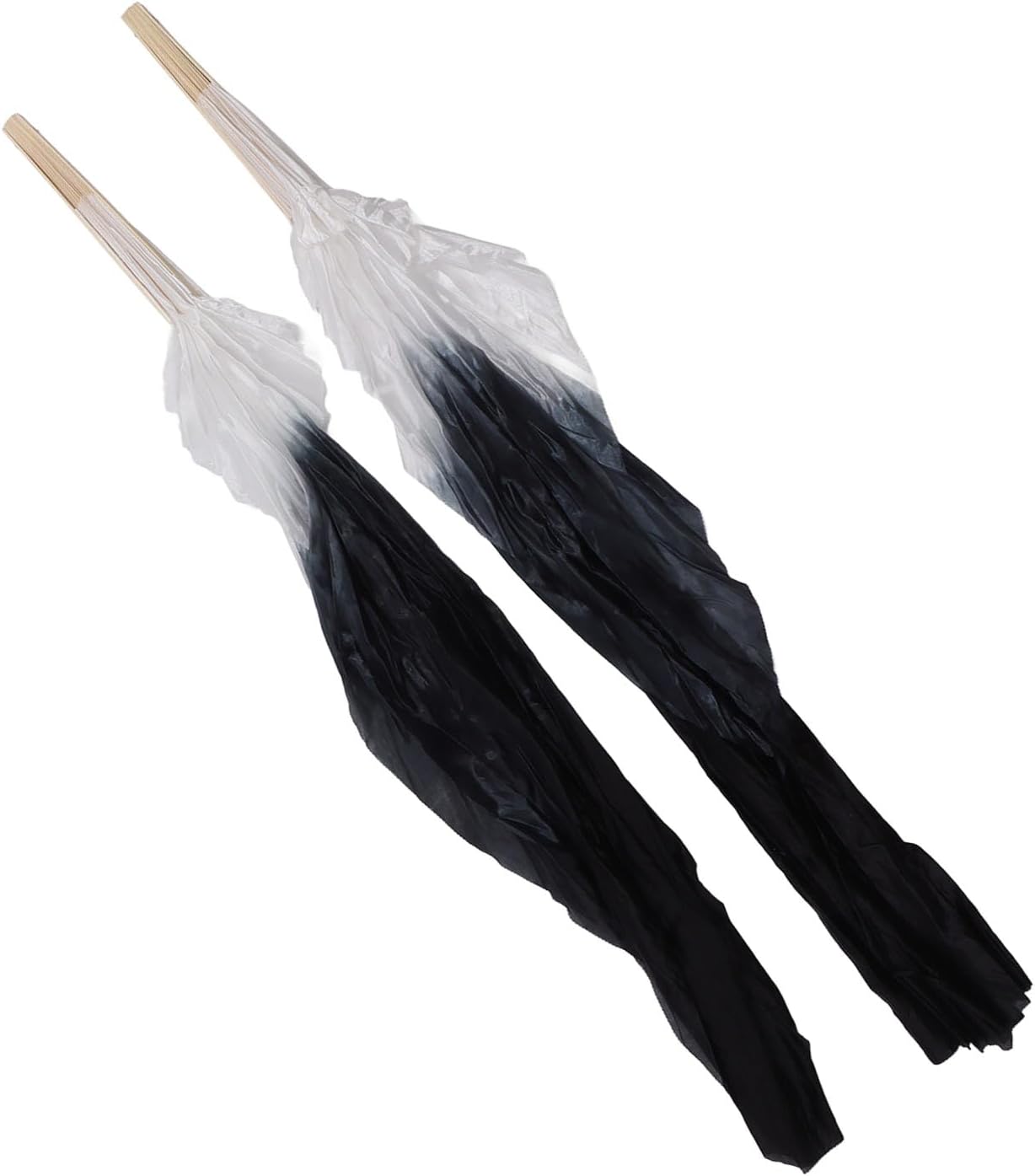Dance Fan, 1 Pair Long Fan Belly Fans Folding Performance Classical (Black)