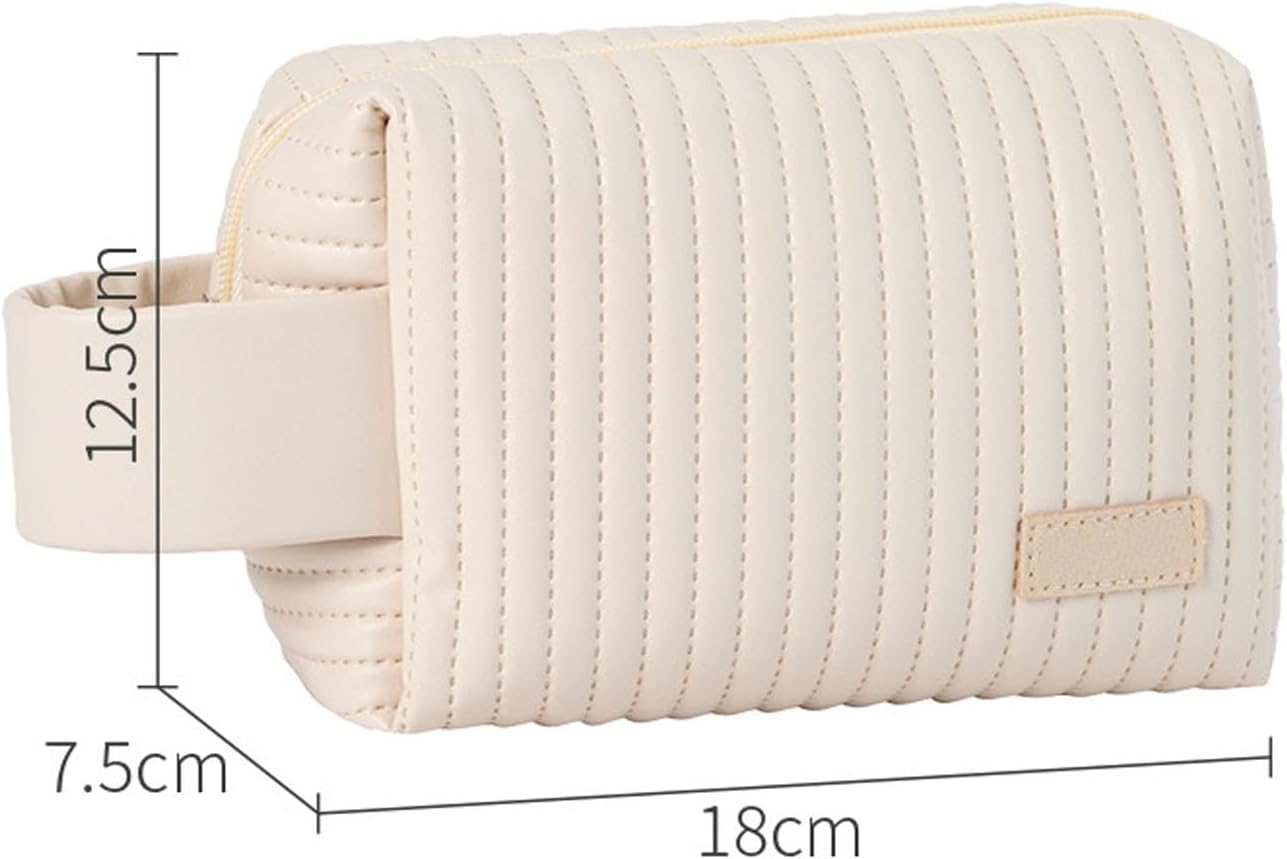 Travel Makeup Bag for Women, Large Capacity Cosmetic White Case Organizer Waterproof PU Toiletry Portable Handle with Multi Pockets