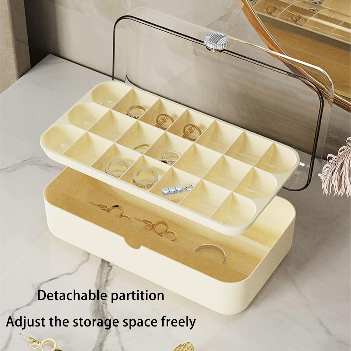 Jewelry Box, Large Storage Case Clear Organizer Earring Display Bracelet Holder for Girls Women(Clear)