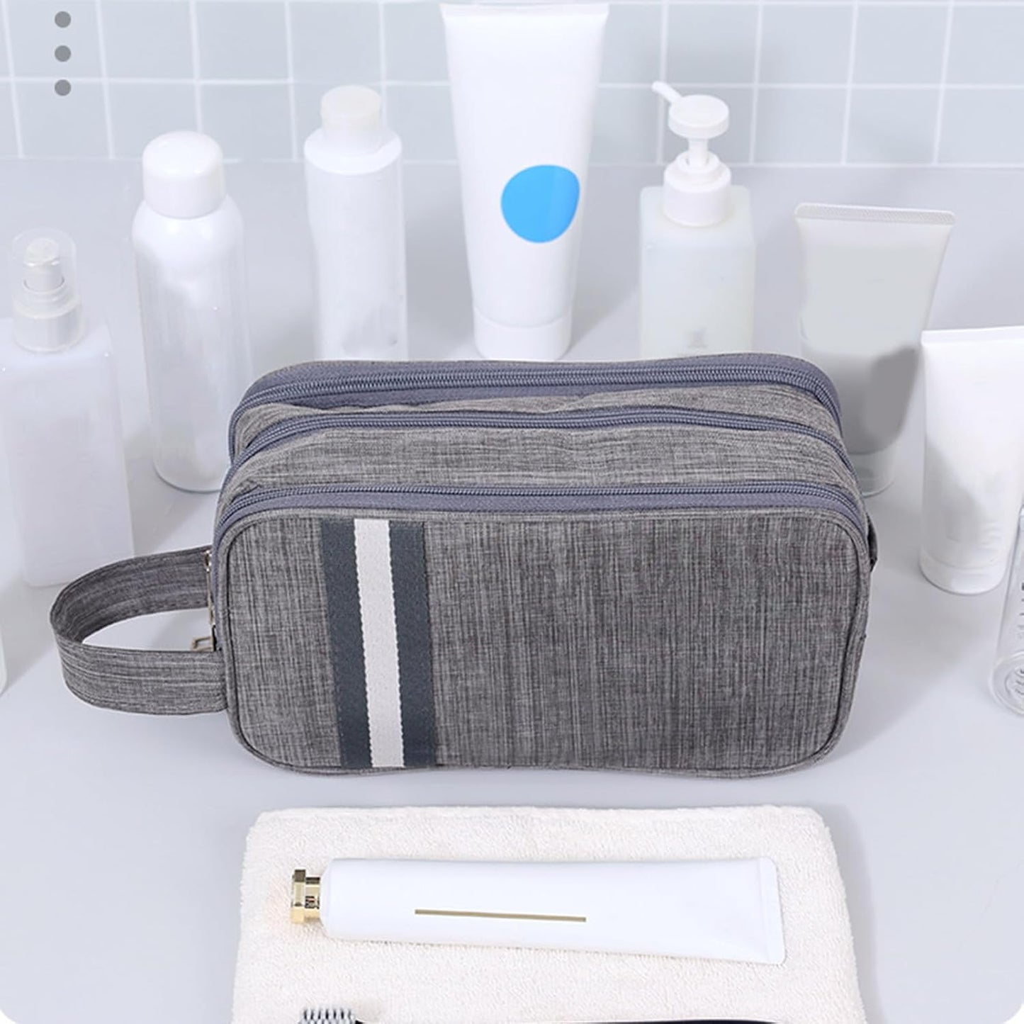 Travel Toiletry Bag, Organizer Mens Bag Dopp Kit Bathroom Shaving Portable Makeup Bags for Accessories(25*10*14cm)