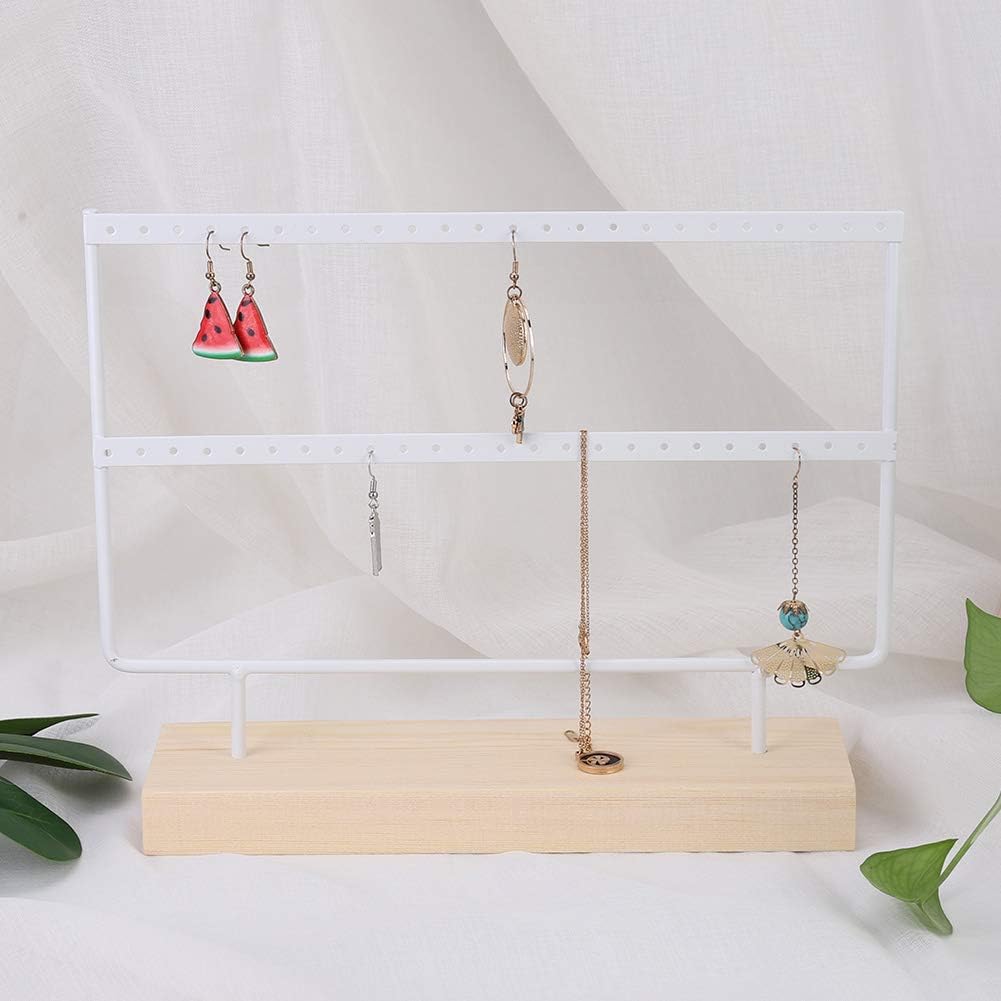 Earring Holder Organizer, Jewelry Stand Necklace and Earrings Display Accessory Storage Organizer Stud Organizer(White)
