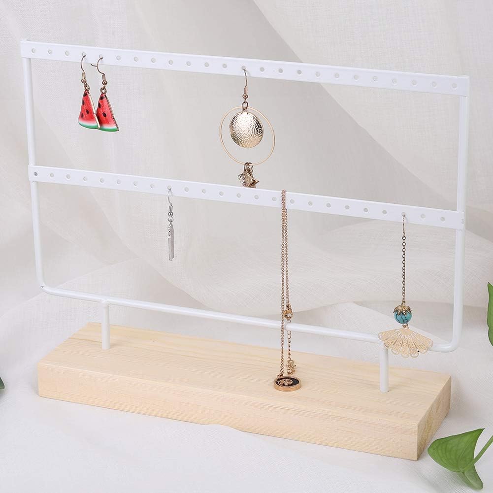 Earring Holder Organizer, Jewelry Stand Necklace and Earrings Display Accessory Storage Organizer Stud Organizer(White)