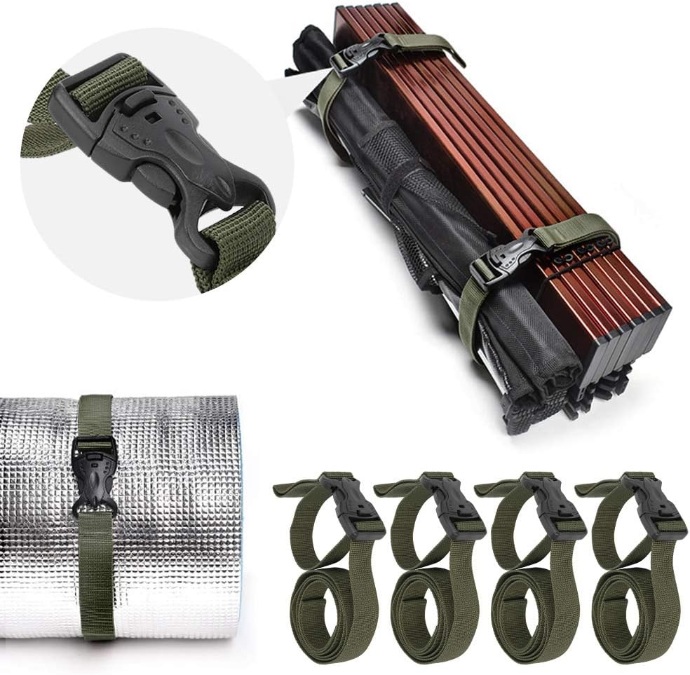 4PCS Backpack Straps, Straps with Buckles Hip Belt Replacement Double Safety Buckle Baggage Packing Suitcase Fixed Rope for Outdoor