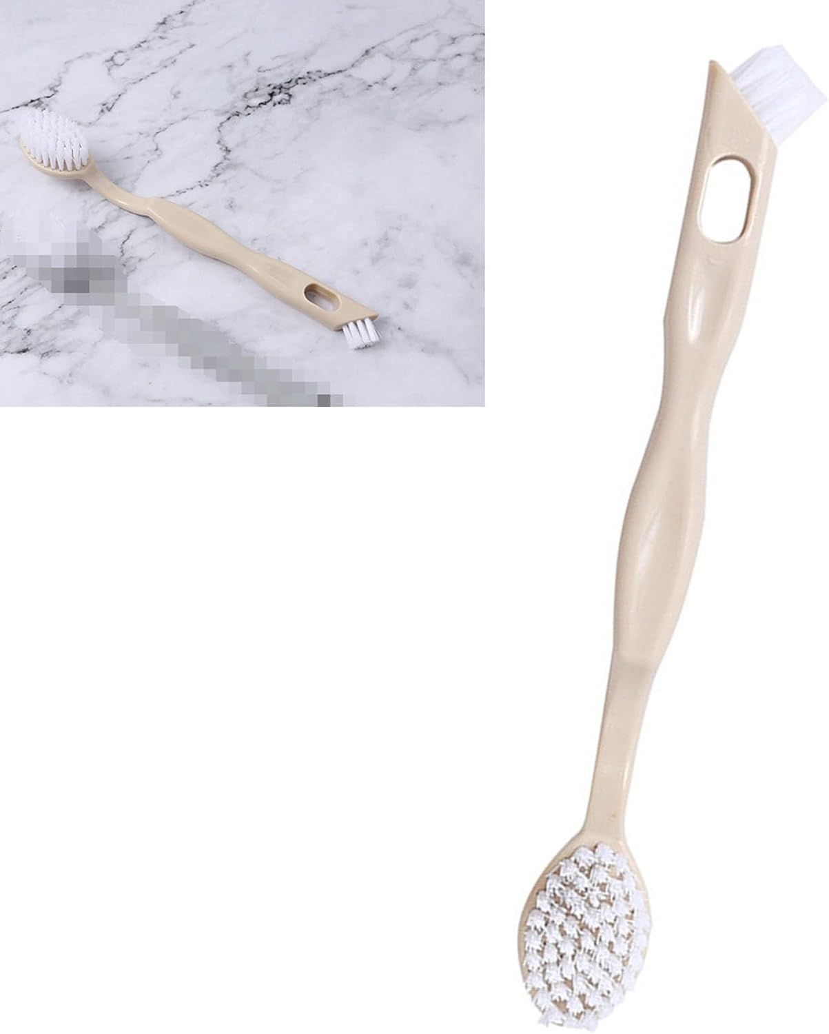 Sneaker Cleaner Brush, Multi Functional Shoe Brush Double Sided Washing Plastic Scrub for Stains (beige)