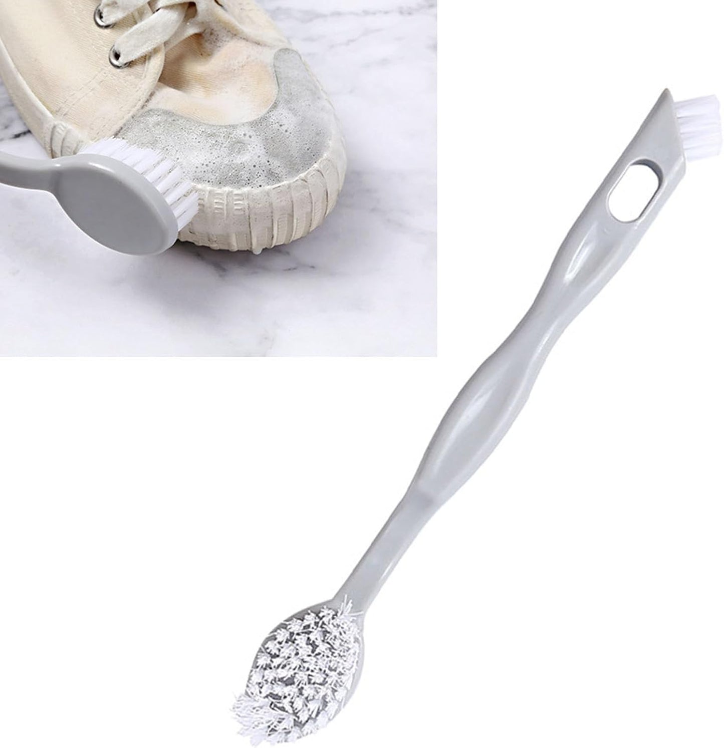 Sneaker Cleaner Brush, Multi Functional Shoe Brush Double Sided Washing Plastic Scrub for Stains (grey)