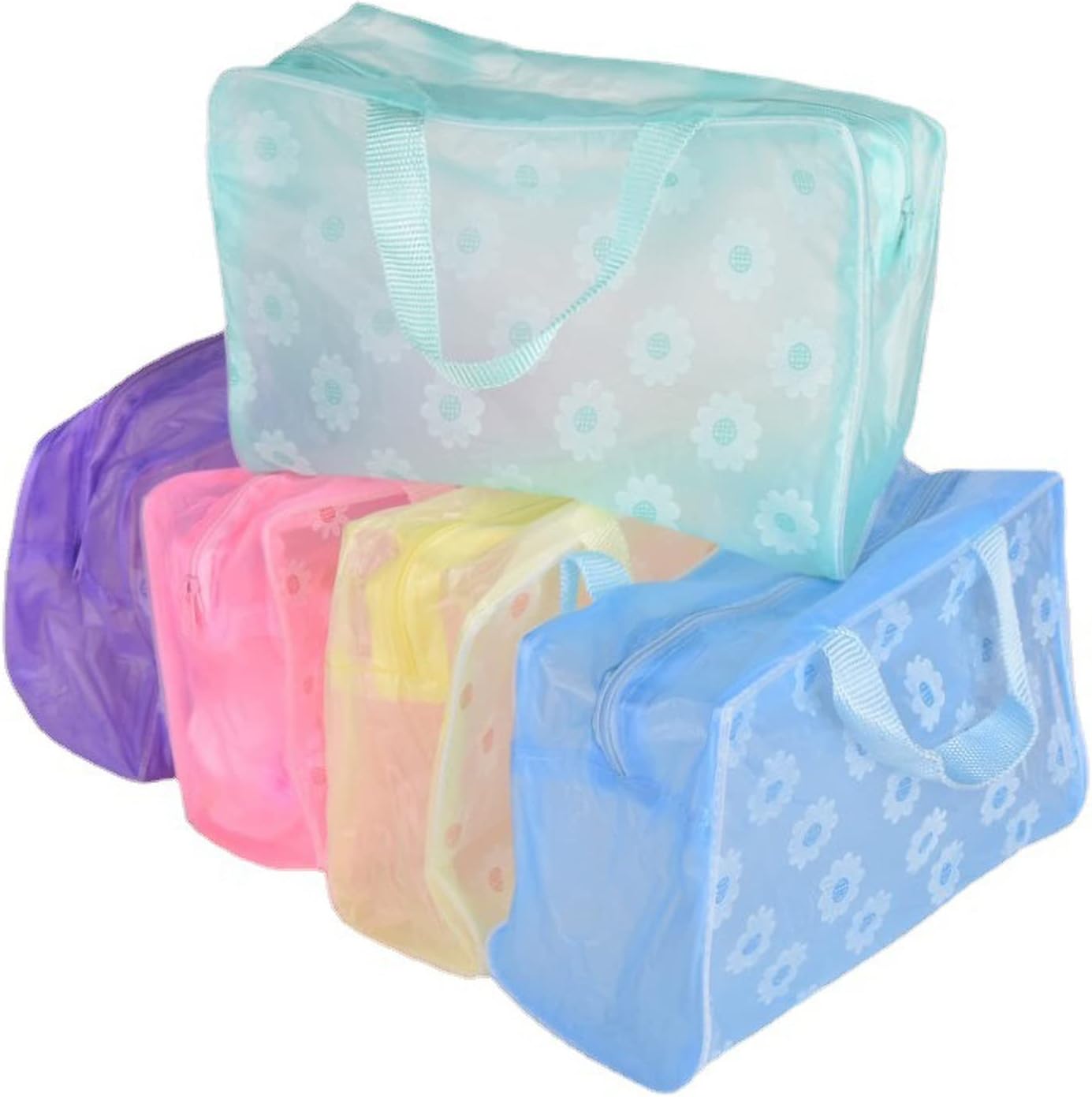 Clear Cosmetics Bag, PVC Zippered Toiletry Carry Pouch Waterproof Makeup Bag Travel Bags Organizer Case for Vacation(purple)