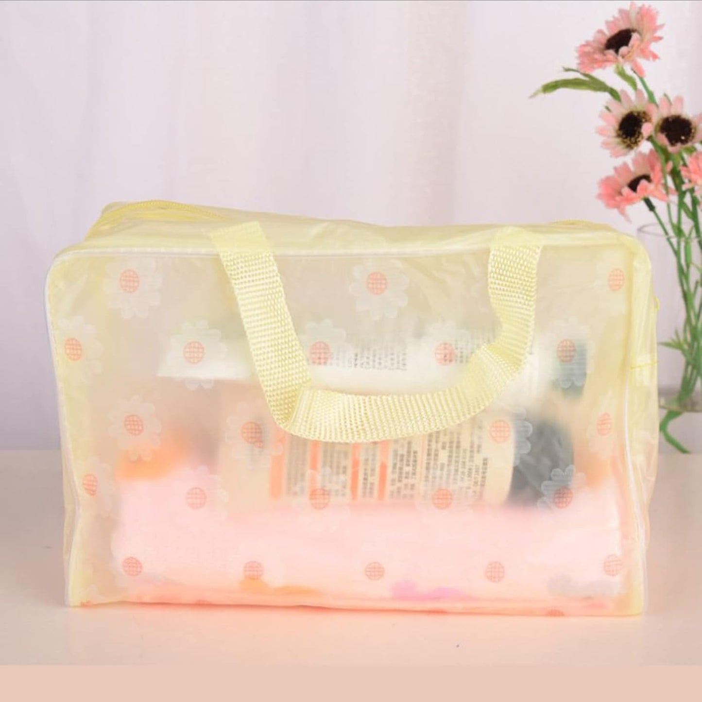 Clear Cosmetics Bag, PVC Zippered Toiletry Carry Pouch Waterproof Makeup Bag Travel Bags Organizer Case for Vacation(purple)