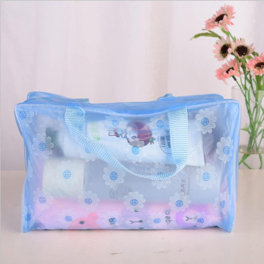 Clear Cosmetics Bag, PVC Zippered Toiletry Carry Pouch Waterproof Makeup Bag Travel Bags Organizer Case for Vacation(blue)
