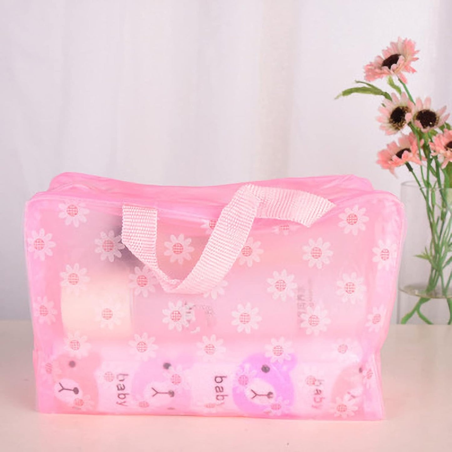 Clear Cosmetics Bag, PVC Zippered Toiletry Carry Pouch Waterproof Makeup Bag Travel Bags Organizer Case for Vacation(blue)