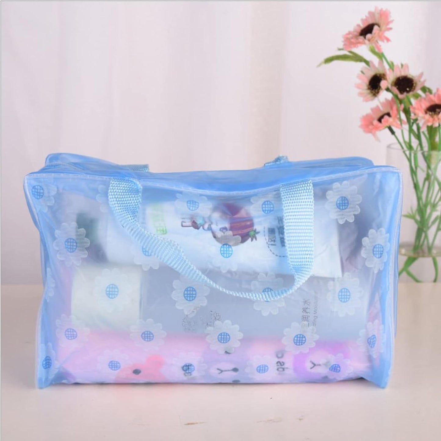 Clear Cosmetics Bag, PVC Zippered Toiletry Carry Pouch Waterproof Makeup Bag Travel Bags Organizer Case for Vacation(pink)