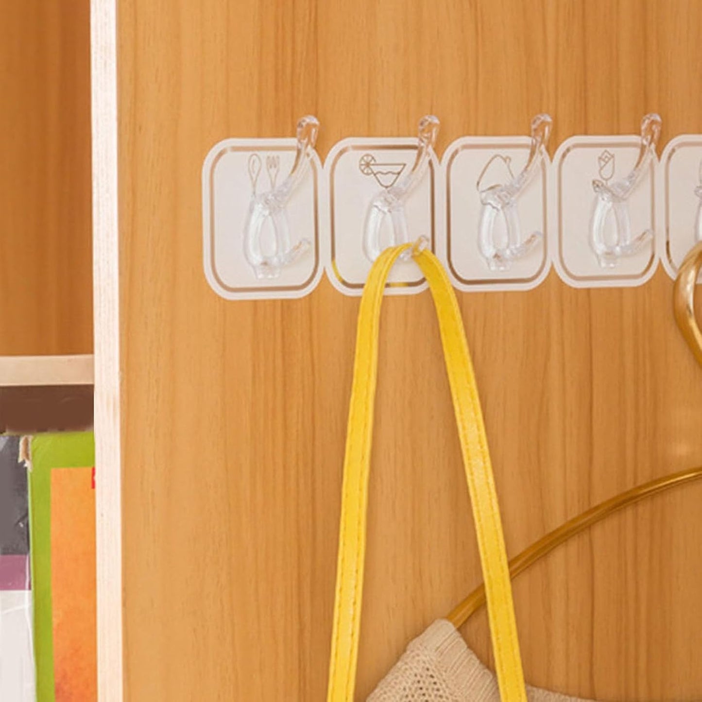 6Pcs Acrylic Wall Mounted Necklaces Organizer,6 Hooks Jewelry Stand Organizer,No Drilling Hanging Hook Strong Bearing Capacity for Kitchen Bathroom(White)