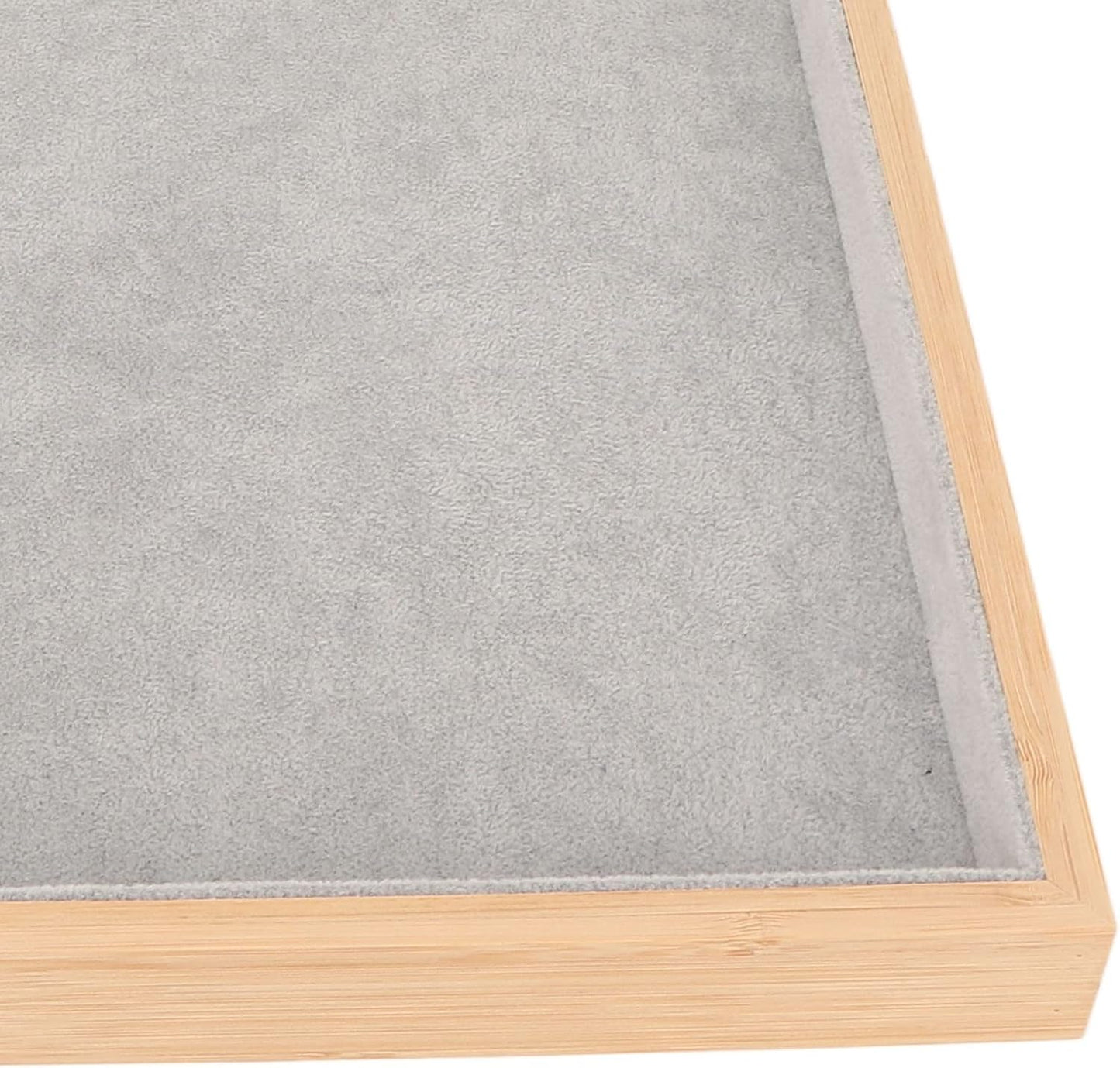 Velvet Stackable Jewelry Tray, Wood Flat Organizer Tray Drawer for Necklace Bracelet Ring Showcase Display(Grey)