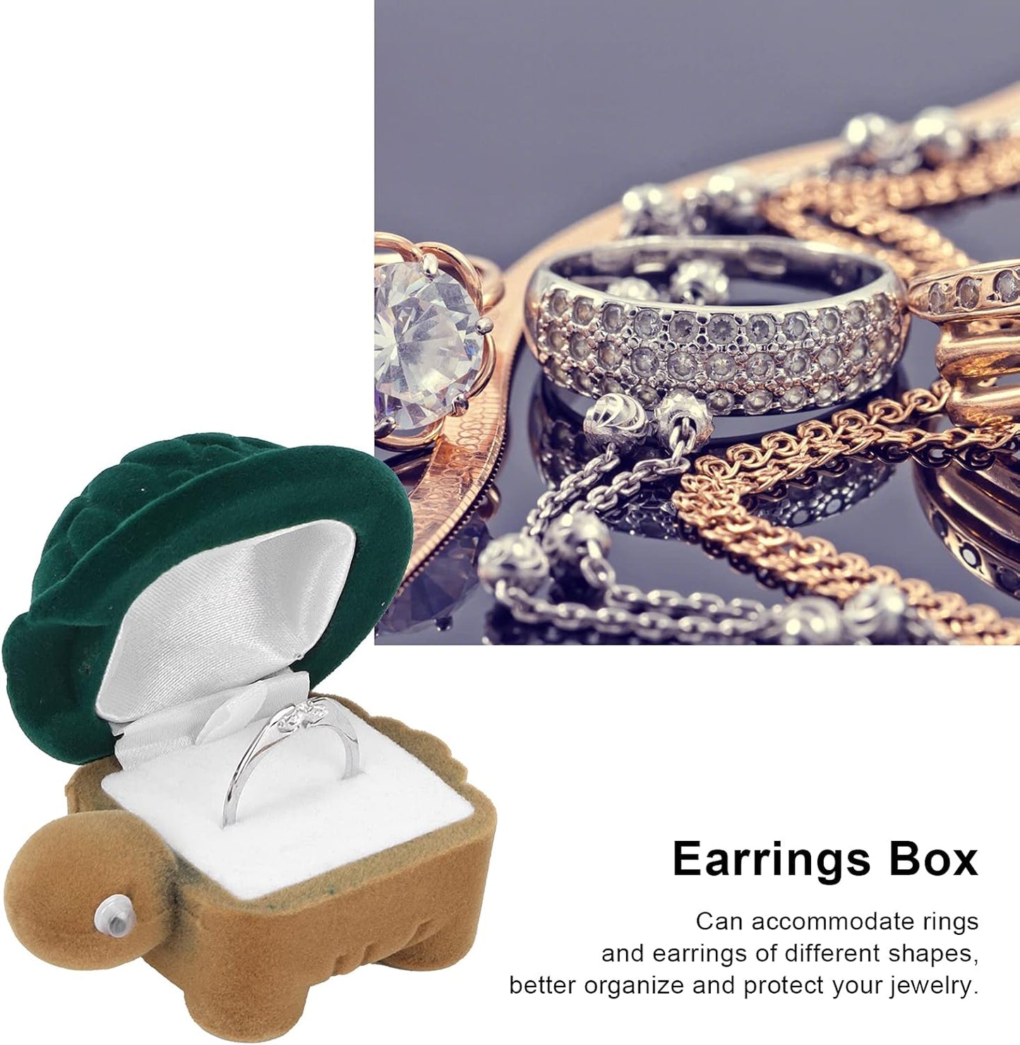 Portable Jewelry Box Organizer, Cute Cartoon Animal Wedding Ring Small Protector Case Soft Storage for Women