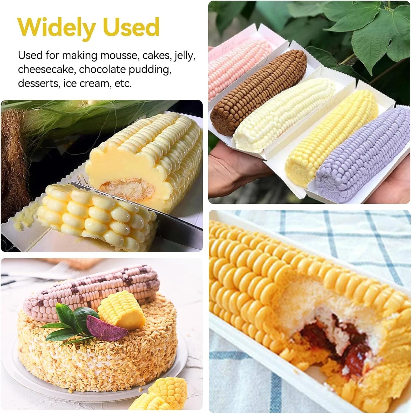 3D Corn Silicone Mold, Baking Molds Dessert Mould Shaped Candle for Mousse Cake, Pastry, Chocolate, Soap