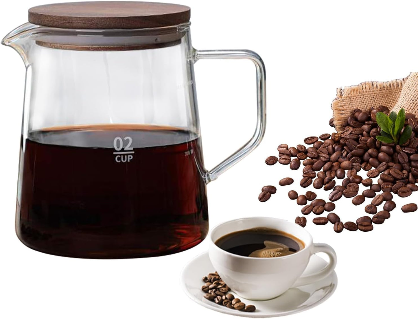 Small Glass Carafe, 16.9oz Coffee Server for Drip Maker Manual Pour over Carafe Tea Steeper Pot with Lid, Clear