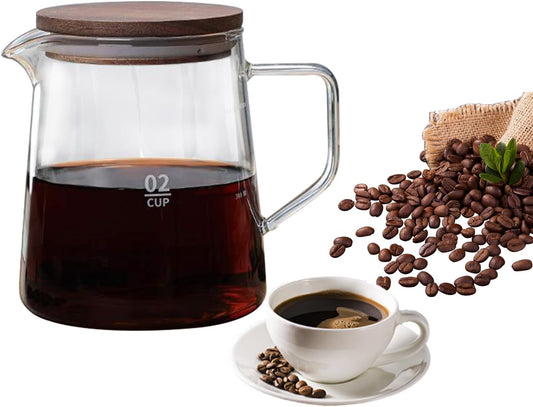 Small Glass Carafe, 16.9oz Coffee Server for Drip Maker Manual Pour over Carafe Tea Steeper Pot with Lid, Clear