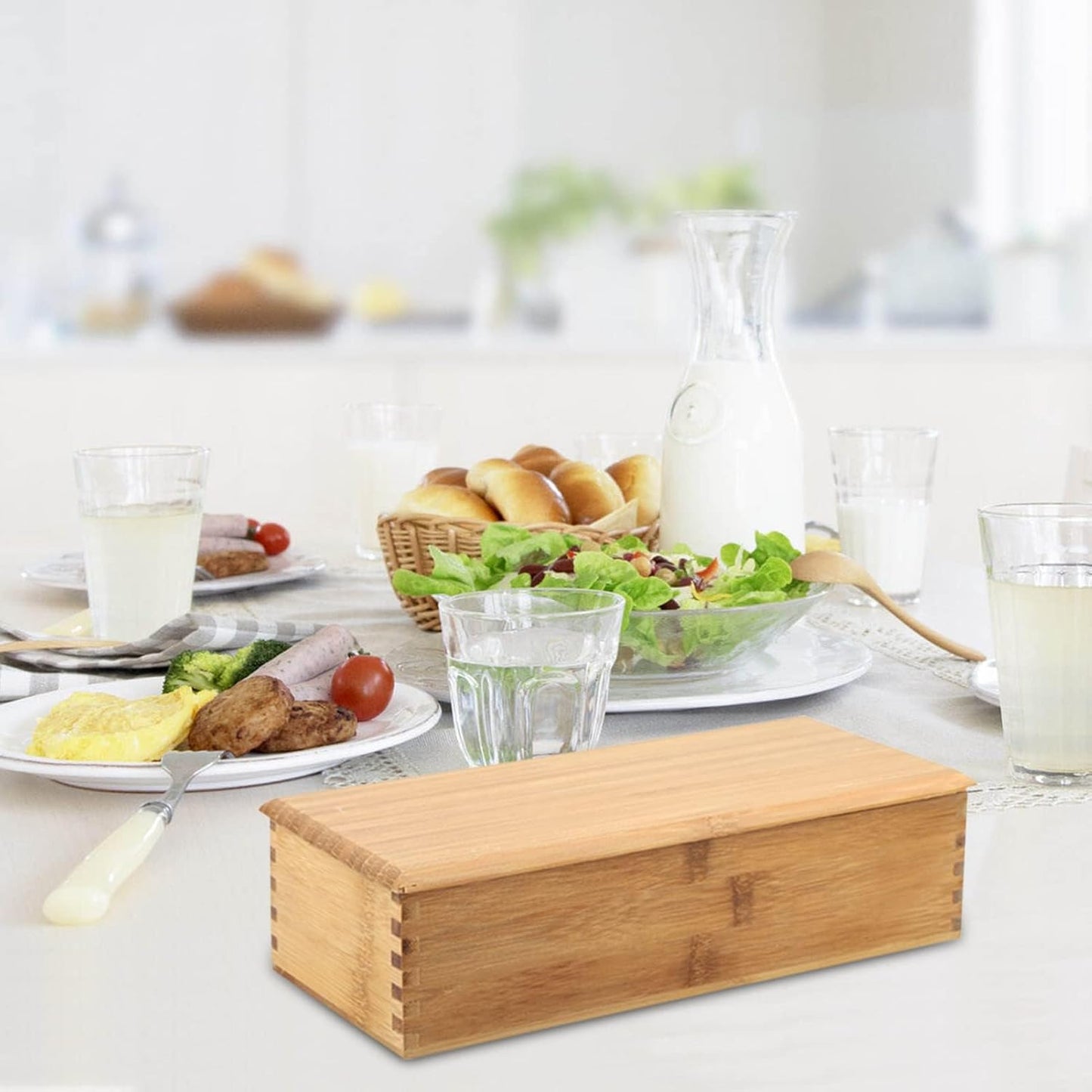 Wooden Cutlery Box with Lid, Small Drawer Organizer Kitchen, in for Spoon Utensil Chopsticks Kitchen Countertop, 10.6x4.3x2.5inch