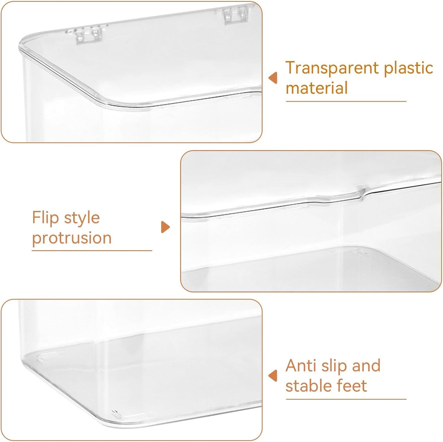 Plastic Box with Lid, Clear Storage Bins Containers Large Stackable Pencil Drawer Organizer 8.9 X 6.5 3.9in for Organizing Art Craft, Sewing, Makeup, Nail Supplies White