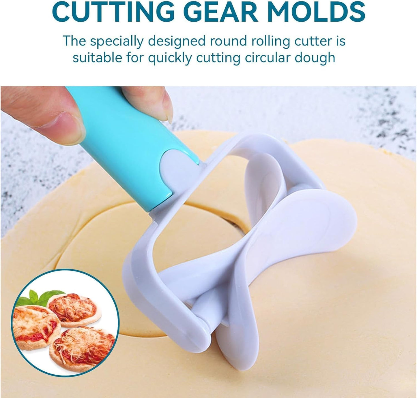 3PCS Pastry Rolling Cutter, Cookie Cutter Plastic Dough Blade Roller Round Fondant Slicer Baking Accessory for Cake Cookies Biscuits