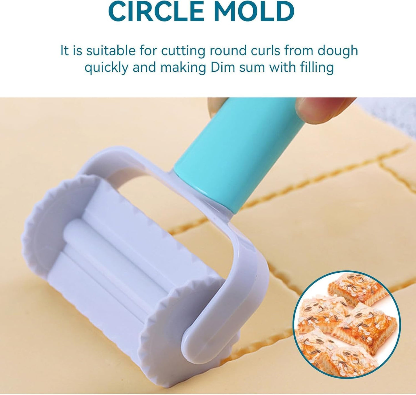 3PCS Pastry Rolling Cutter, Cookie Cutter Plastic Dough Blade Roller Round Fondant Slicer Baking Accessory for Cake Cookies Biscuits
