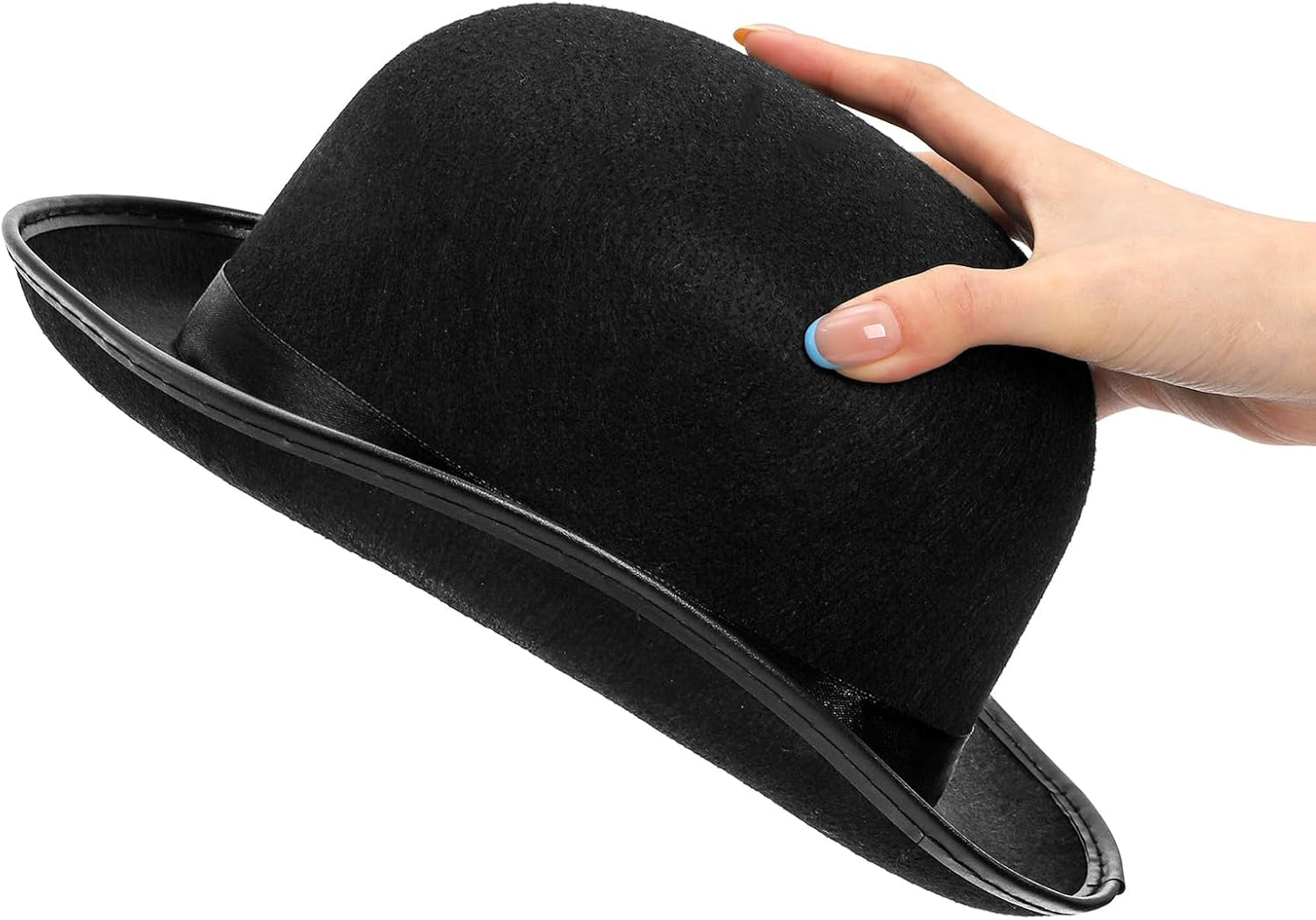 3 Pack Bowler Hat, 23" C Black Derby Felt Bolivian Costume Hat Accessories, Victorian Dress Up for Men and Women, Adults