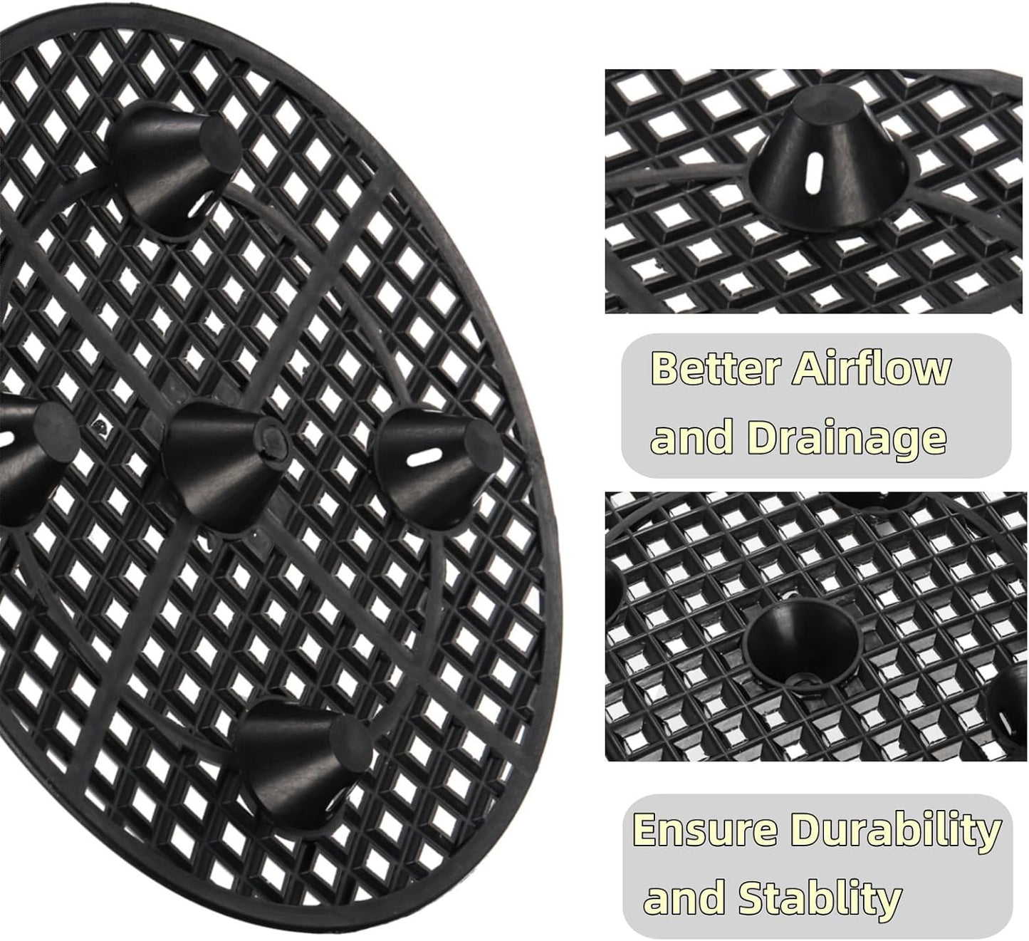 15 PCS Plant Level Pot Elevator, 12 inch Plastic Potted Stands, Large Patio Planter Riser Holder, Deck Floor Protector to Prevent Rot Damage, Trivet for Indoor Outdoor Garden