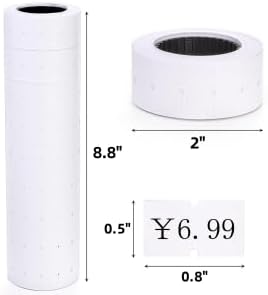 60 Rolls 30000 Price Gun Labels, Super Sticky Marker Stickers for Most Single Roll Labeller(Mx-5500, M5500, HG979), Making Labels Office Retail Shops Organization Making, White