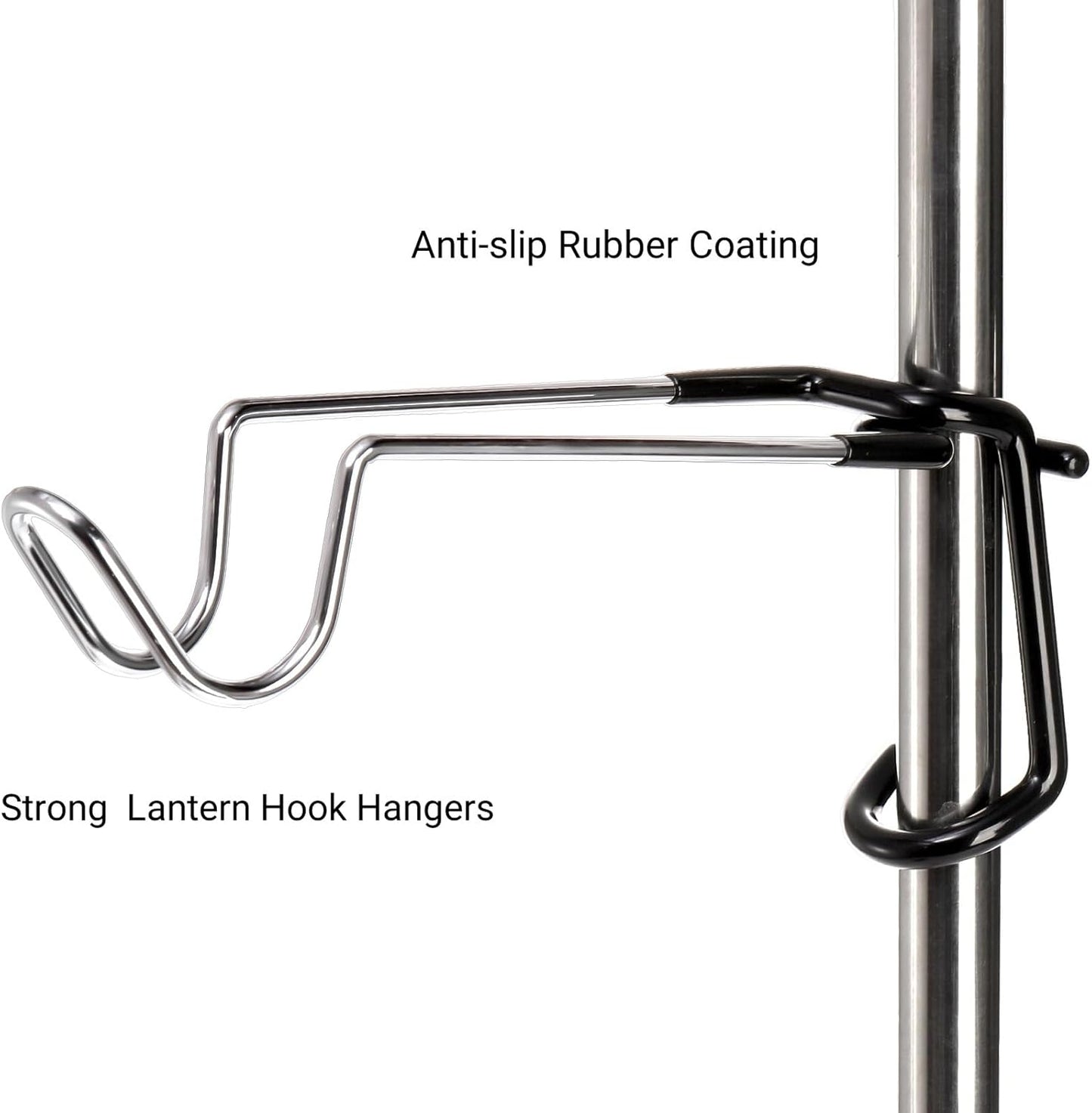 4 Pack Camping Lantern Hook Hangers, 10" Outdoor Lamp Hanger Stand, Stainless Steel Non-Slip Tent Light Pole Hook, Portable Water Bottle Holder Bracket for Hunting Fishing Hiking