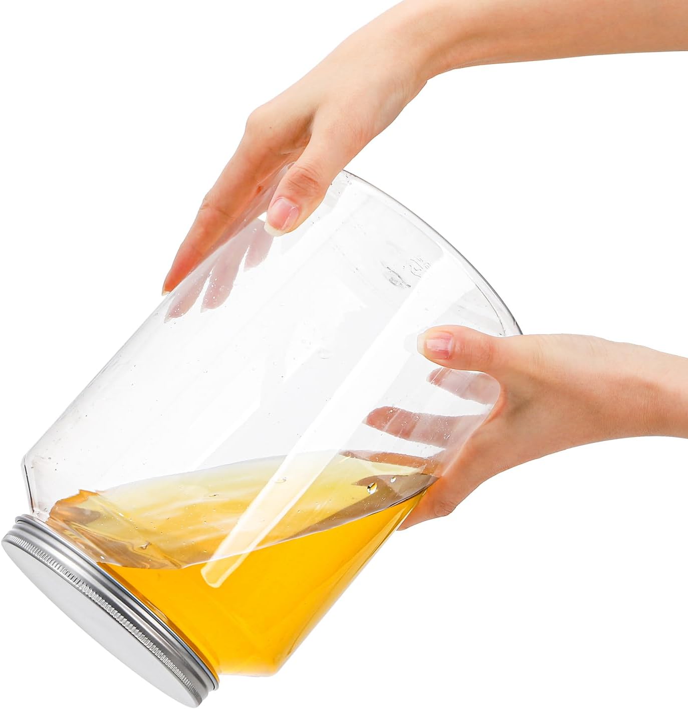2 Pack 1 Gallon Extra Large Clear Plastic Jars, 118 OZ Food Storage Container with Lid, BPA Free Wide Mouth Jar, Reusable Airtight Mason Jug for Dry Goods, Candy, Fermenting, Pickling