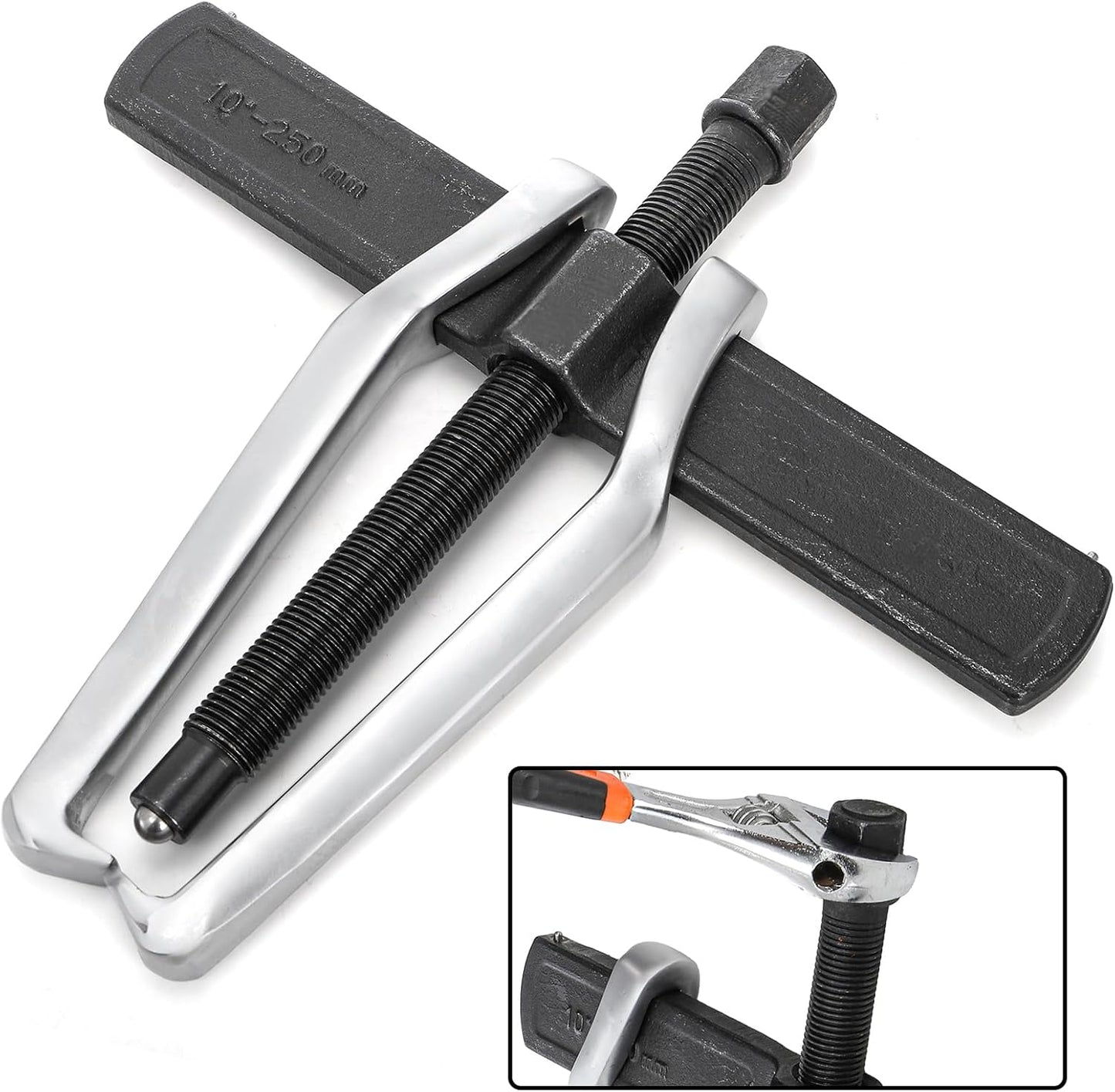 2-Jaw Gear Puller, 10 Inch Two Claws Puller Tool, Adjustable Steel Bearing Pulling Device, Heavy Duty Removal Pulleys, Separate Lifting Device for Flywheel Industrial Use, DIY Projects