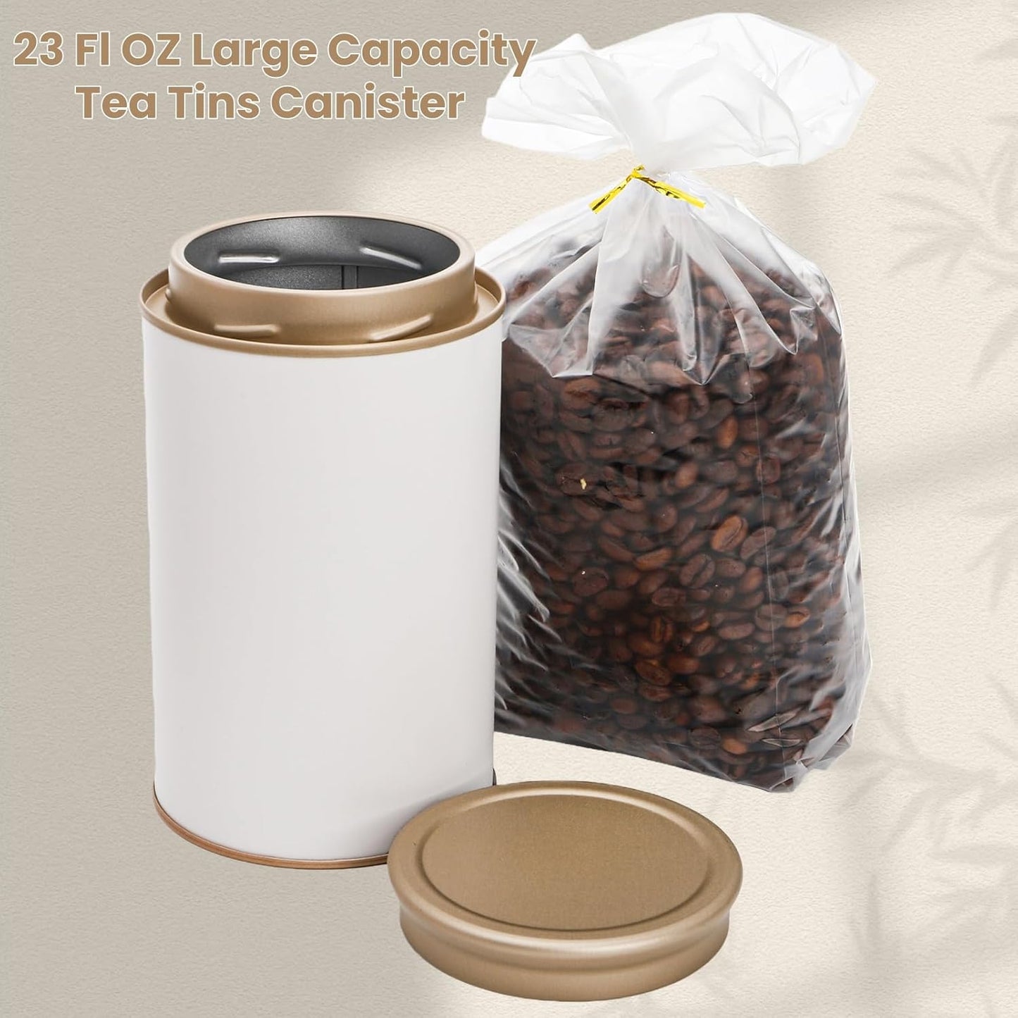 6 Pack Tea Tins Canister for Loose Tea, 23 Fl OZ Airtight Round Tin with Lid, Large Metal Storage Jars, White Kitchen Containers Travel Business Coffee Sugar Candy Spices Herbs