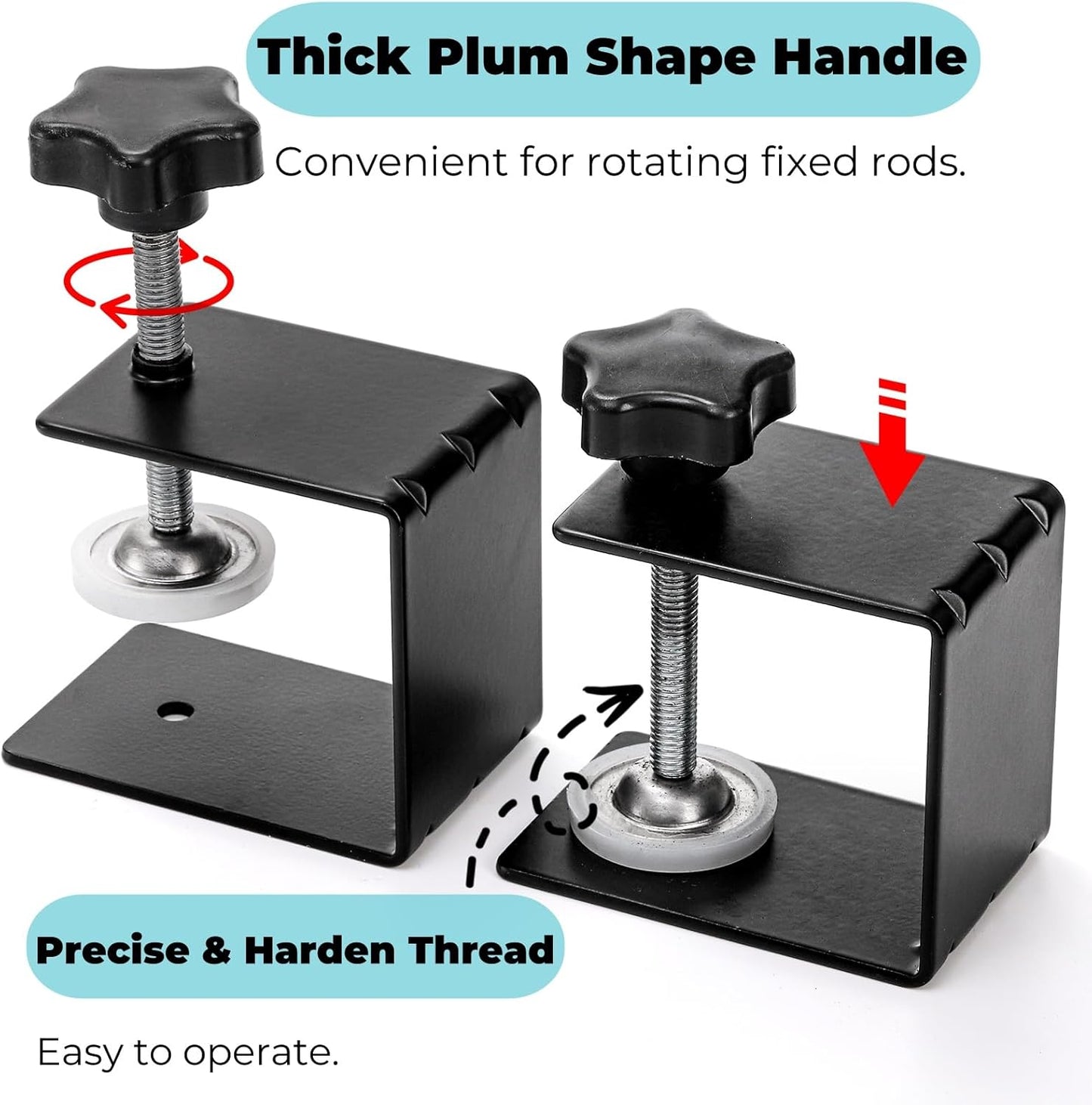 6 Pack C Clamps, 2 Inch Drawer Front Installation Clamp, Heavy Duty Cold Rolled Steel Desk Fixing Clip for Cabinet Mounting, Woodworking, Welding, and Building