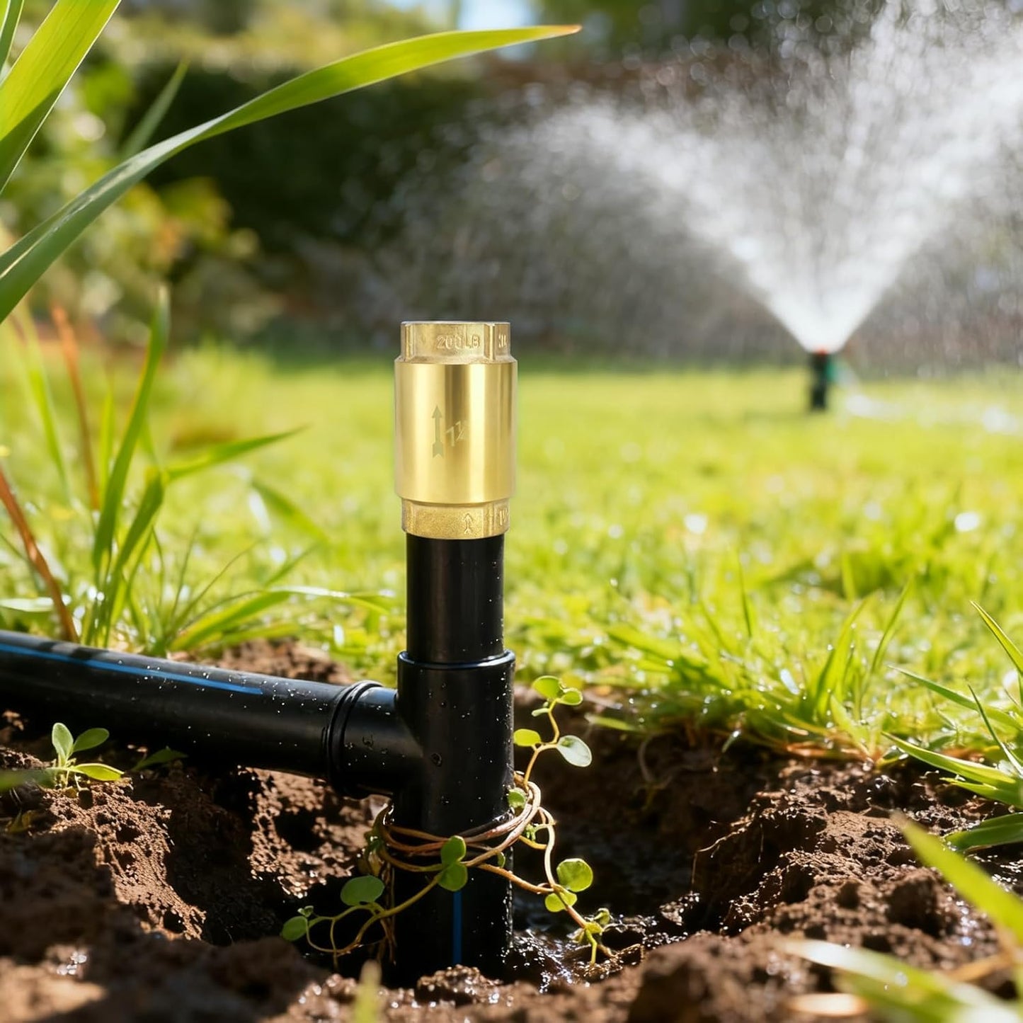 1-1/4 Inch Brass Check Valve, Universal One Way In Line Valves with Backflow Prevention, No Return Female Pipe Thread for Garden Hose Well Pumps Irrigation Systems, 1.25'' FNPT