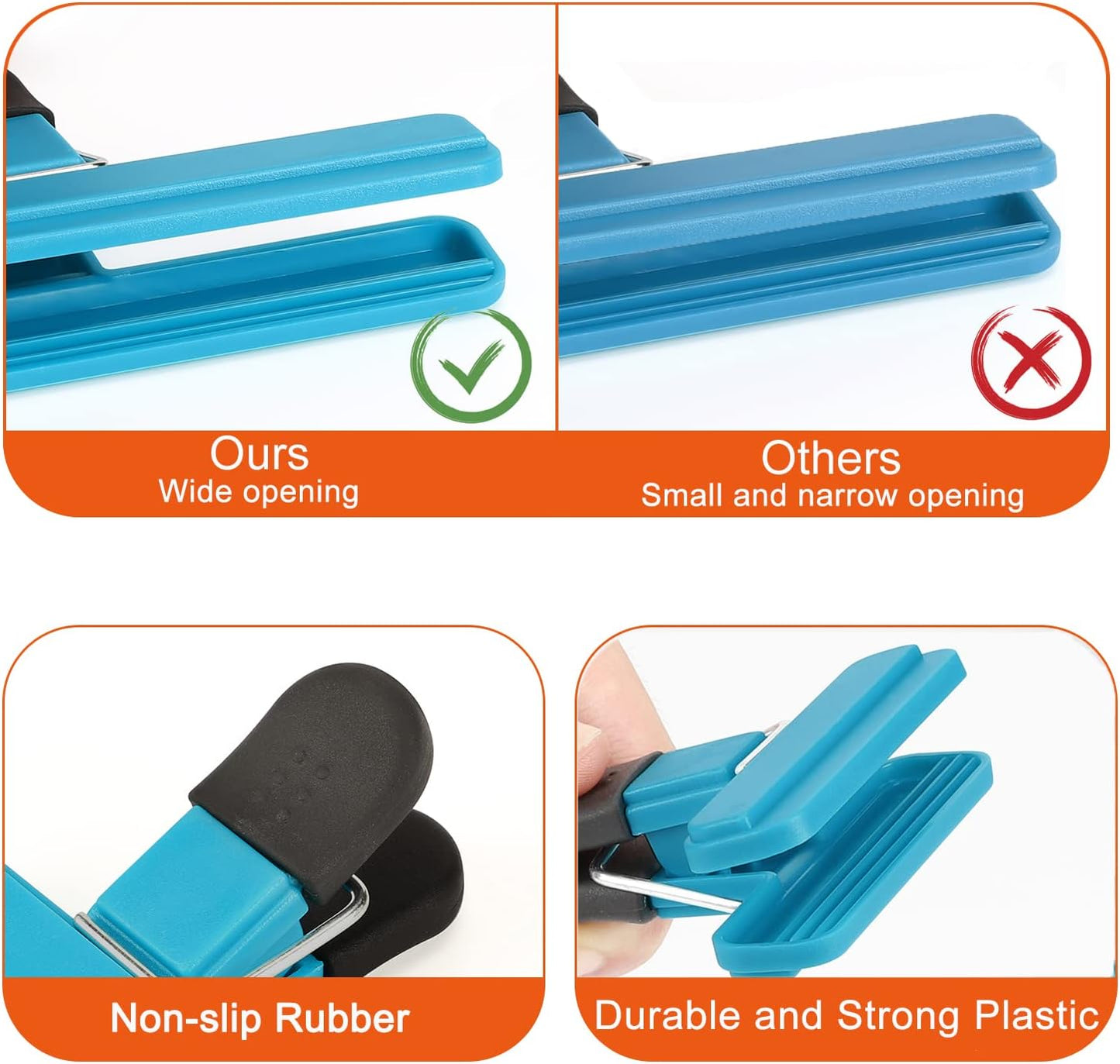 Potato chip clips - 8-pack - Food clips - Bag opening clips - For food storage - Snack preservation - Bag sealing clips - Moisture-resistant sealing clips