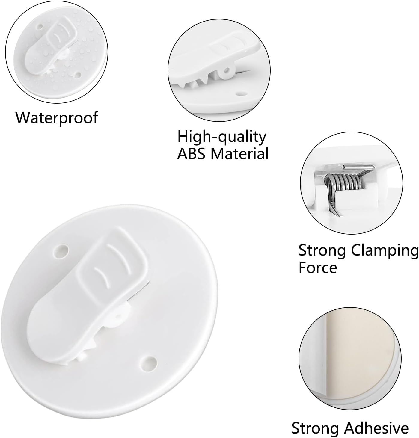 Shower Curtain Clips - 6 Pack - Self-Adhesive - Shower Splash Clips - For Curtains - Shower Curtains - Weighted Clips - Secure Shower Curtains and Curtains